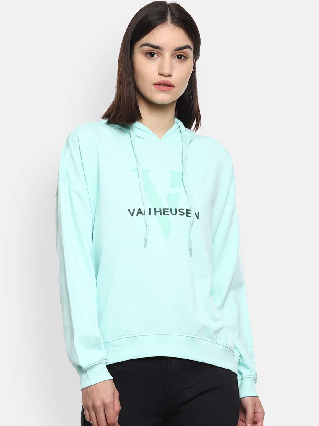 

Van Heusen Woman Blue Printed Hooded Sweatshirt