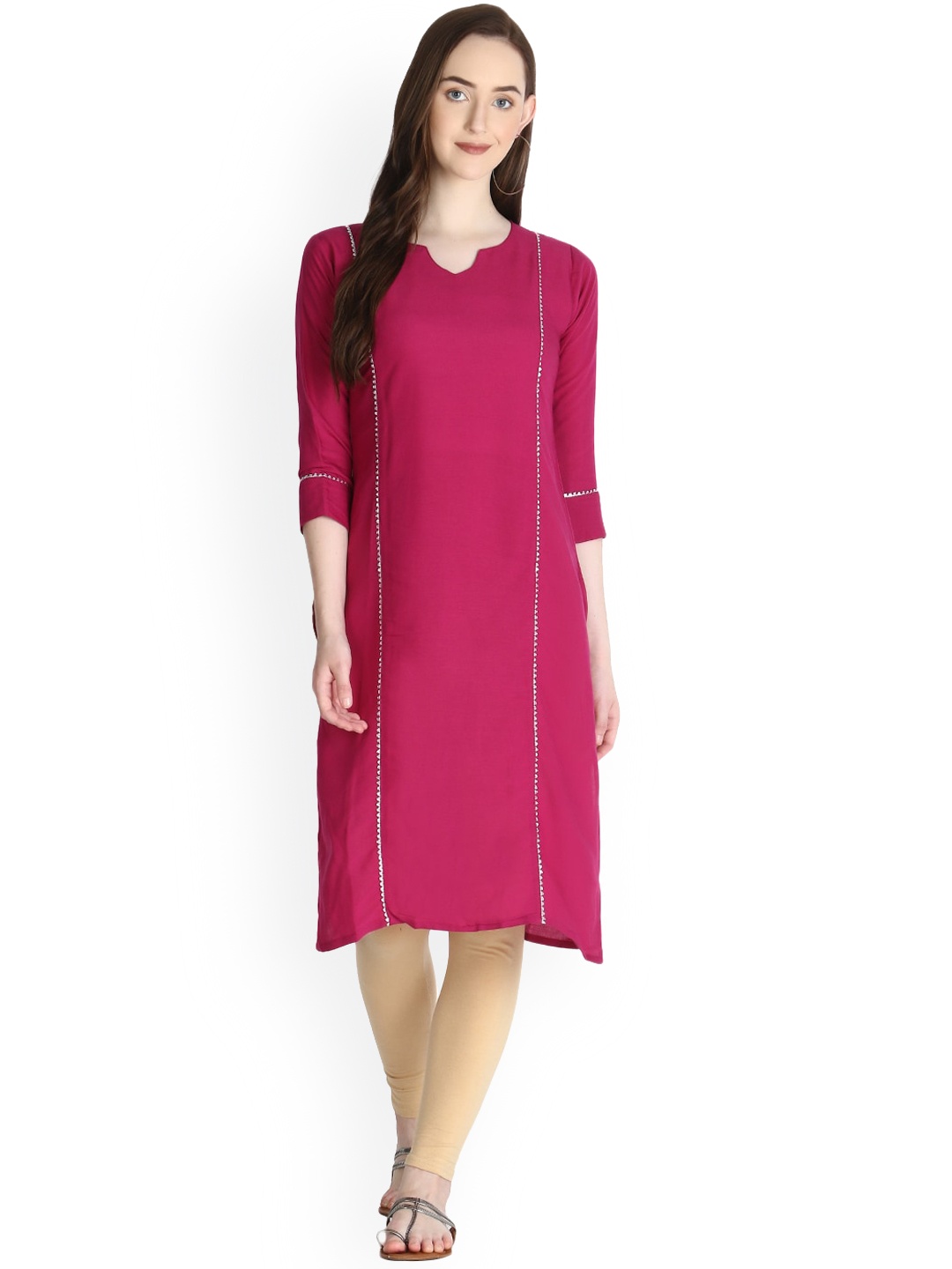

OM SAI LATEST CREATION Women Pink Pure Cotton Kurta