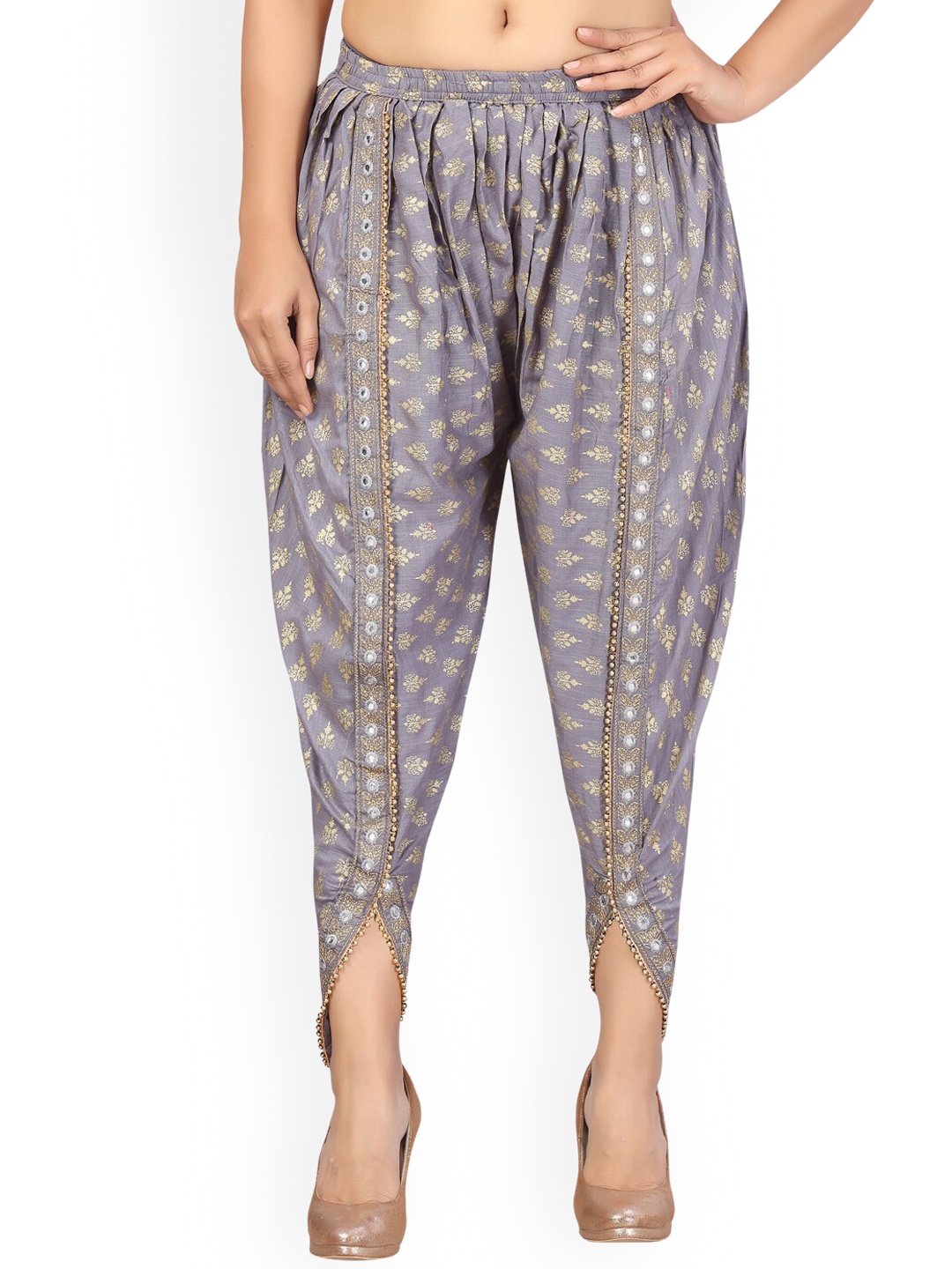 

Aarika Women Grey & White Printed Cotton Dhoti Pants