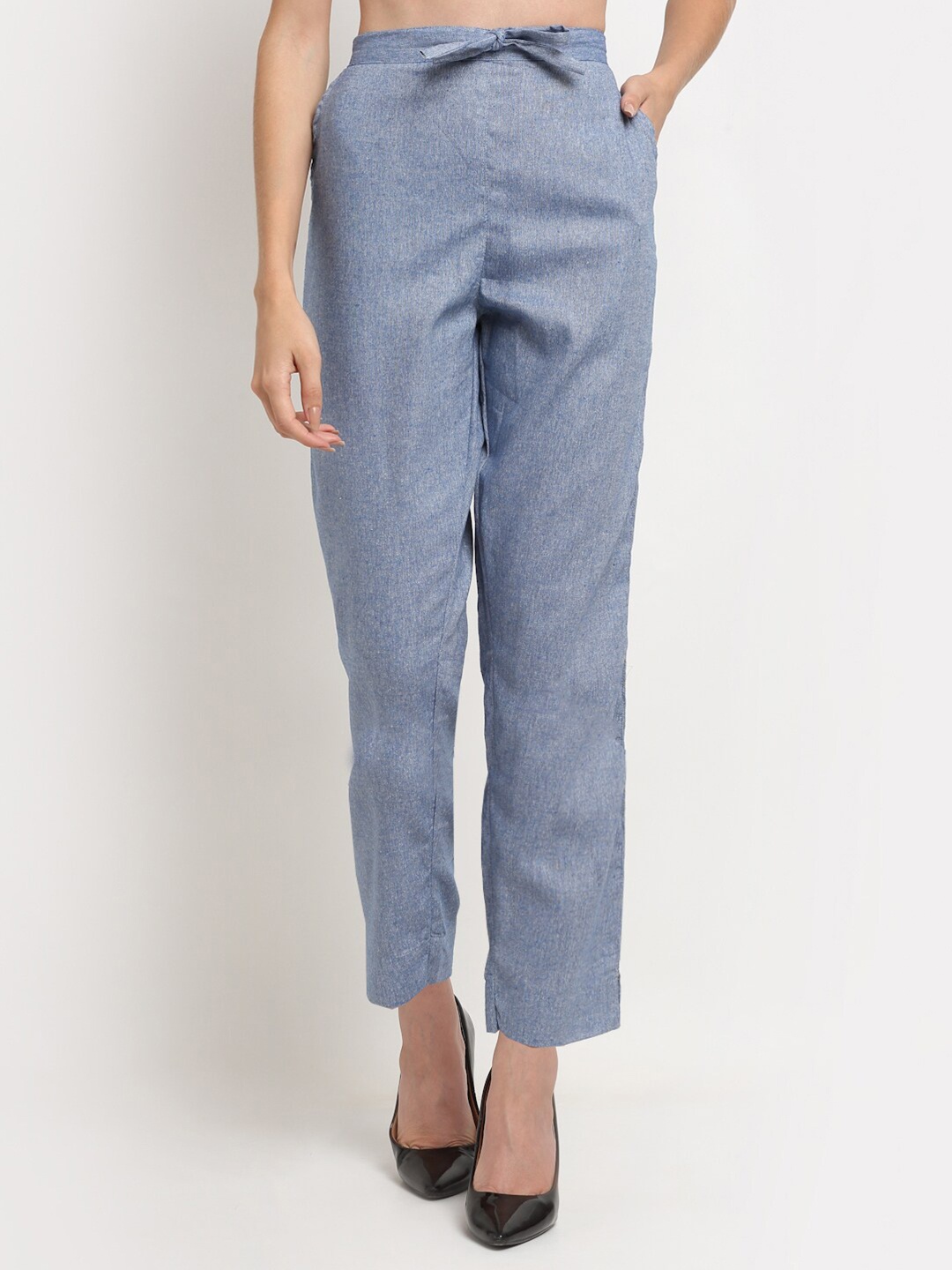 

TAG 7 Women Blue Solid Palazzos