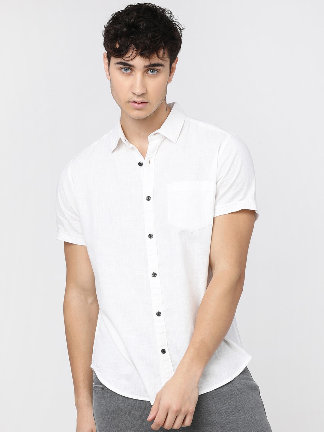

KETCH Men White Slim Fit Casual Cotton Shirt