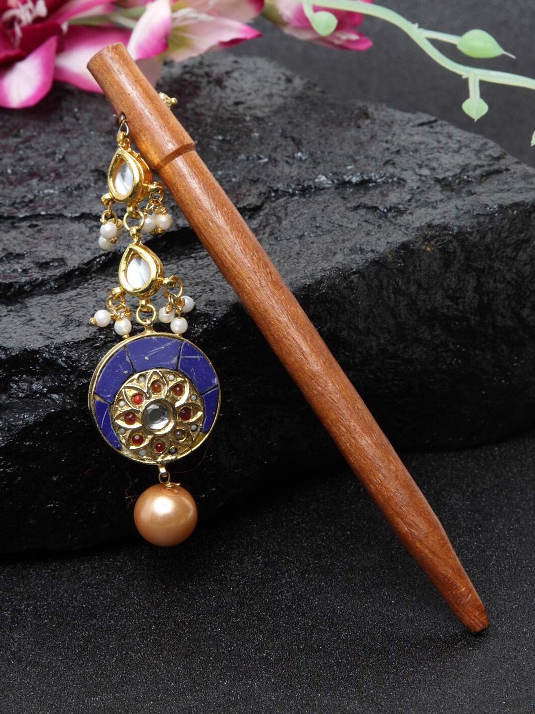 

DUGRISTYLE Women Brown & Blue Embellished Hair Stick Juda Pin
