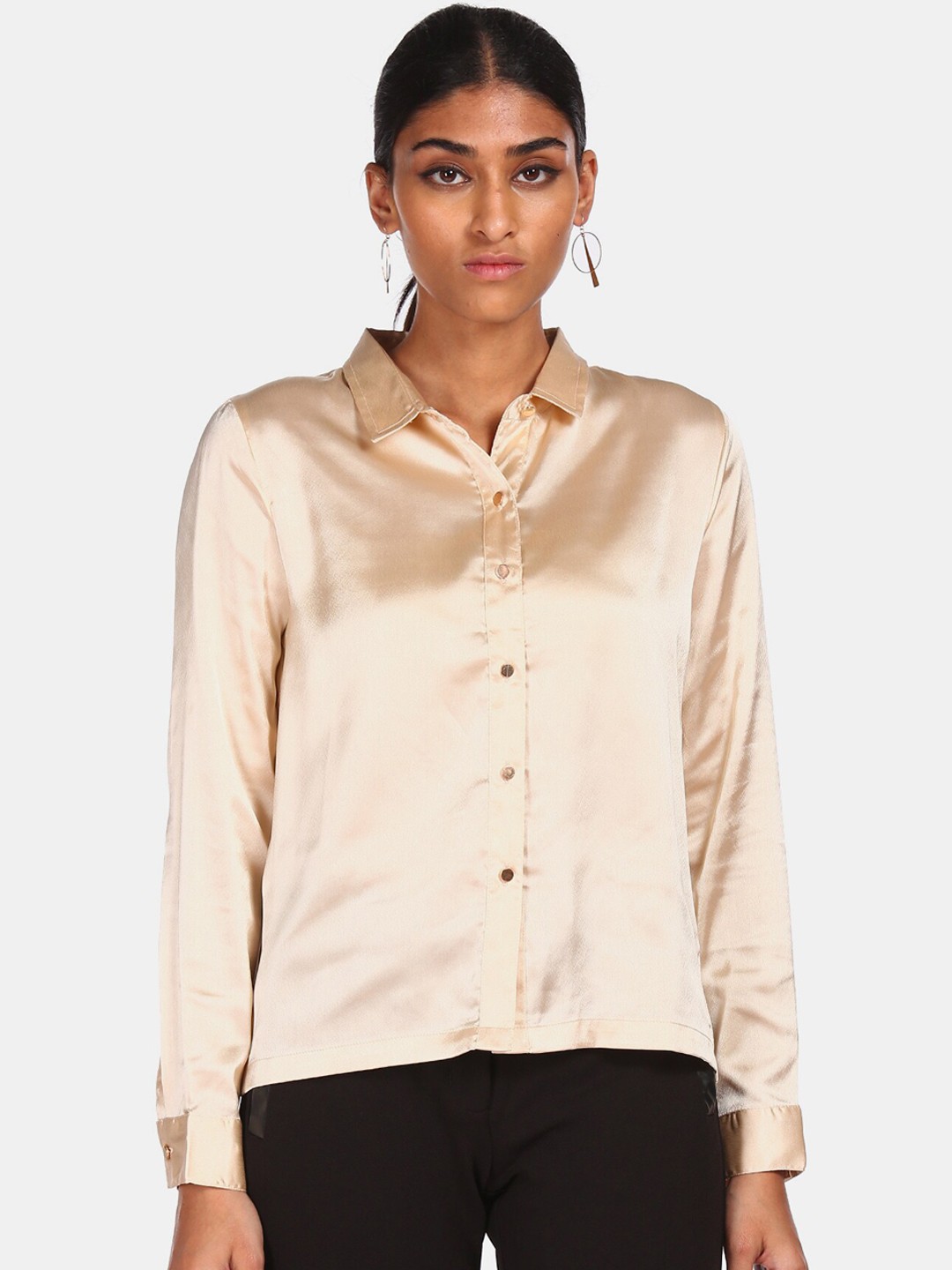 

Flying Machine Women Beige Opaque Casual Shirt