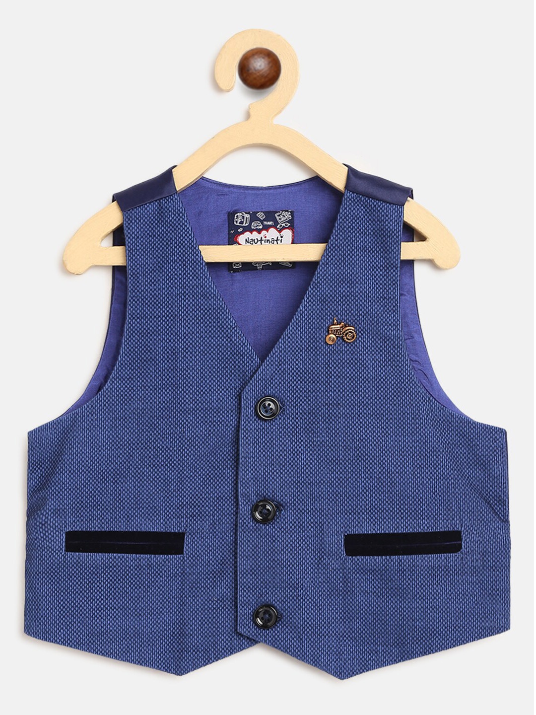 

Nauti Nati Boys Cotton Navy Blue Waistcoat