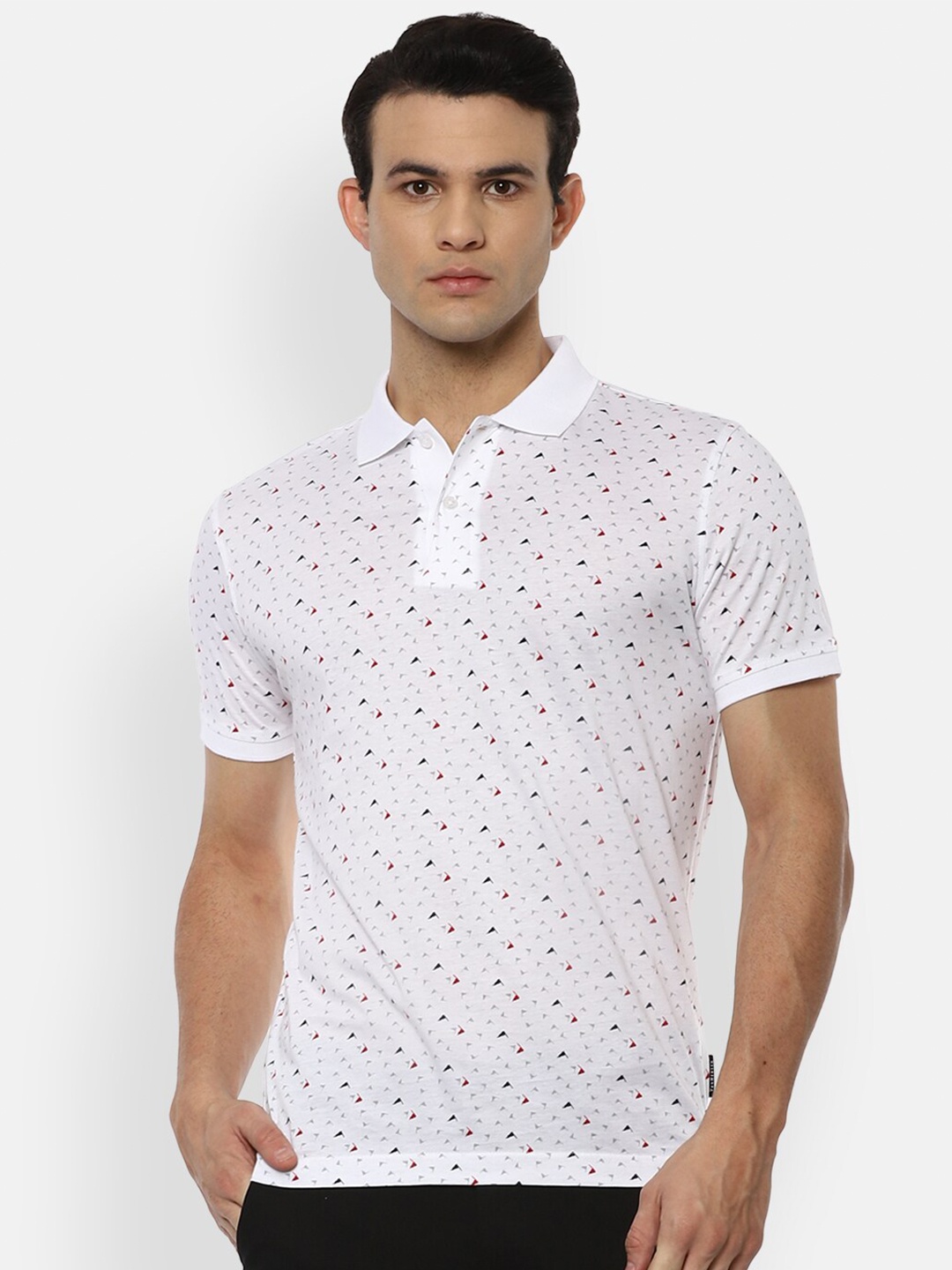 

Van Heusen Sport Men White Printed Polo Collar Cotton T-shirt