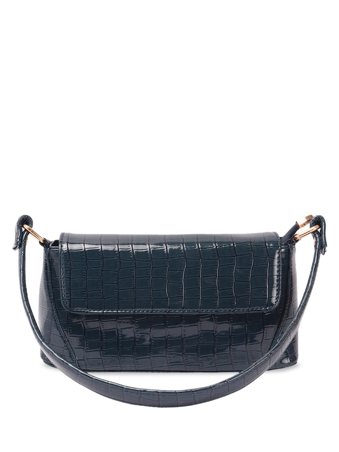 

Ratans Blue Animal Textured PU Structured Hobo Bag