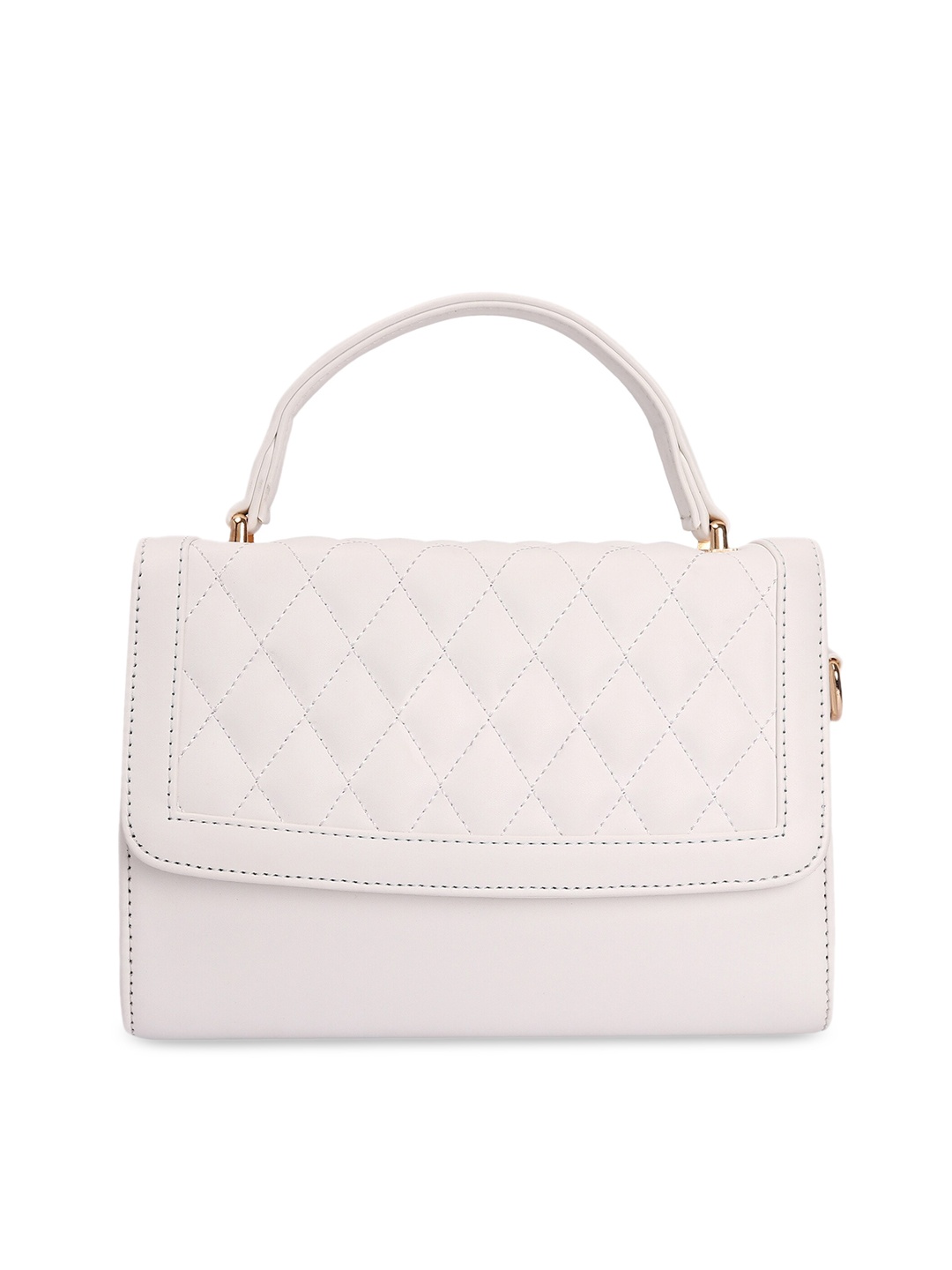 

Ratans White PU Structured Sling Bag with Quilted