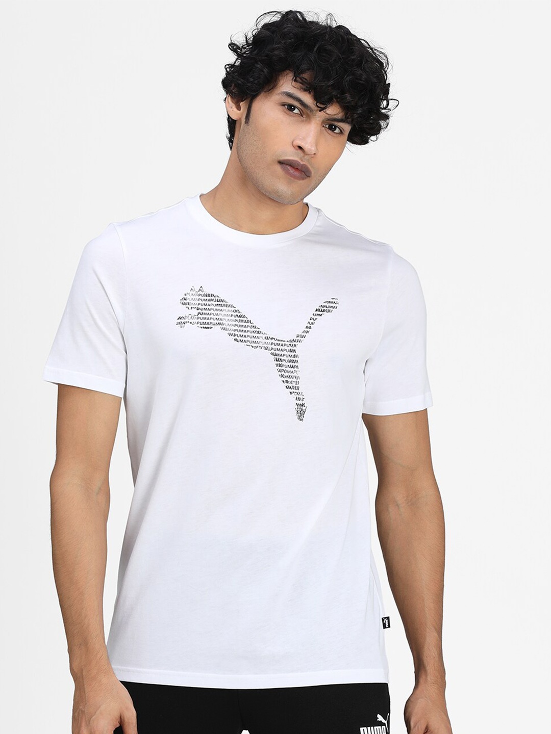 

Puma Men White & Grey Printed T-shirt
