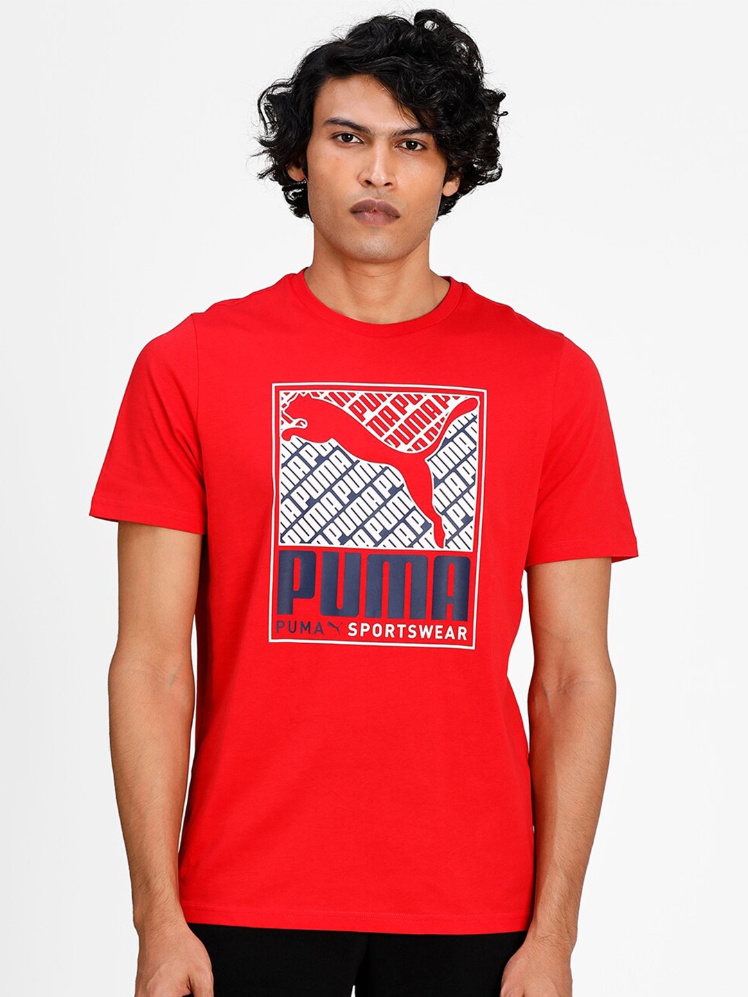 

Puma Men Red & Blue Graphic Printed T-shirt