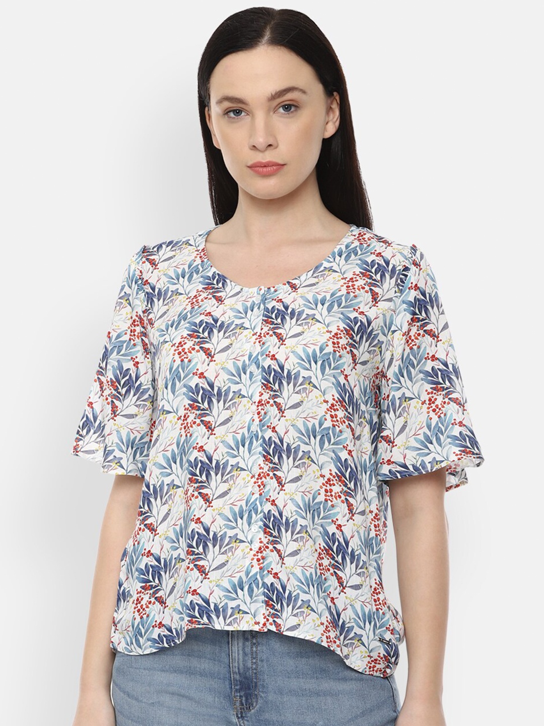 

Van Heusen Woman Grey Floral Regular Top