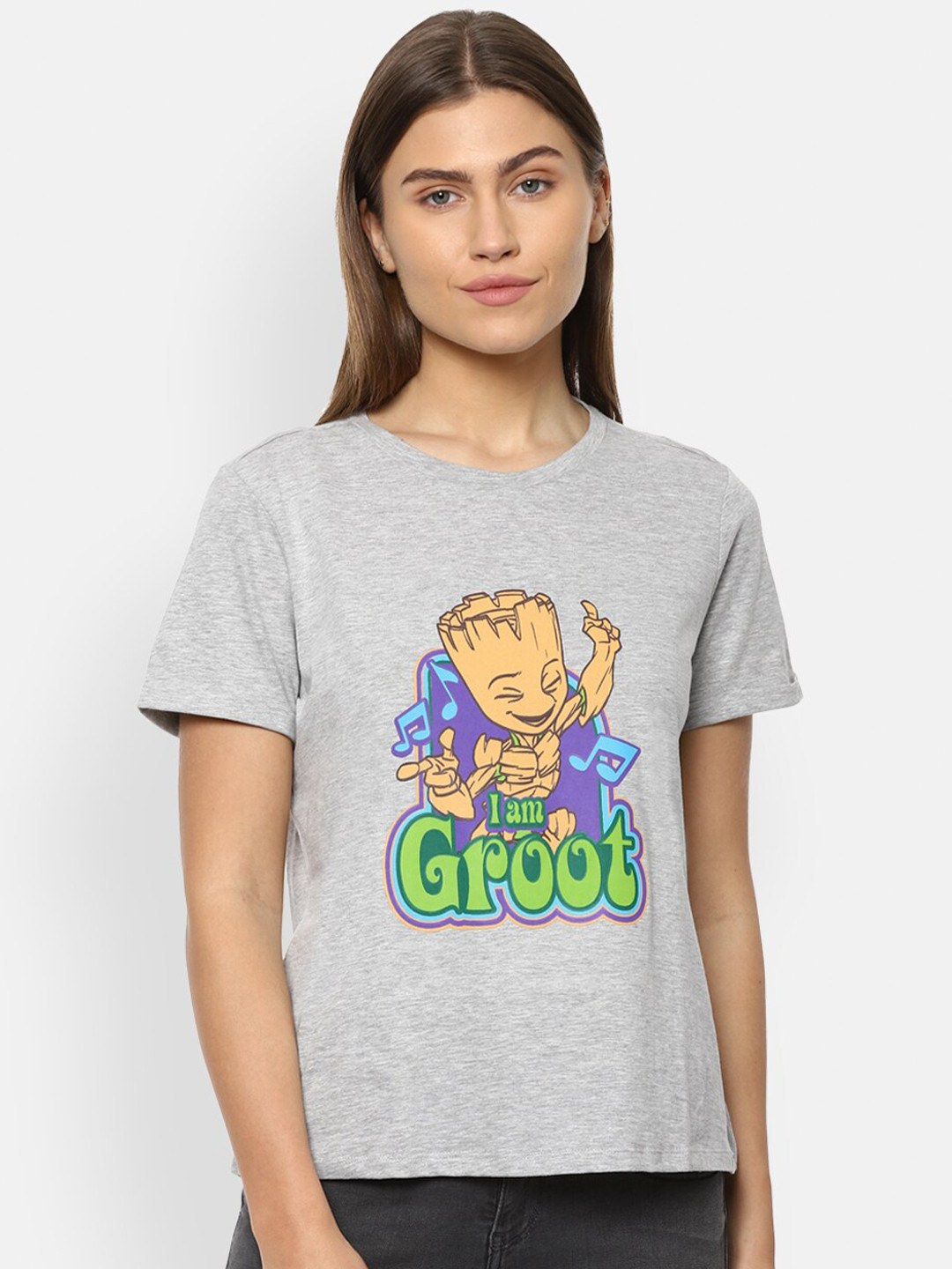 

Van Heusen Woman Grey Groot Printed Regular Cotton Top