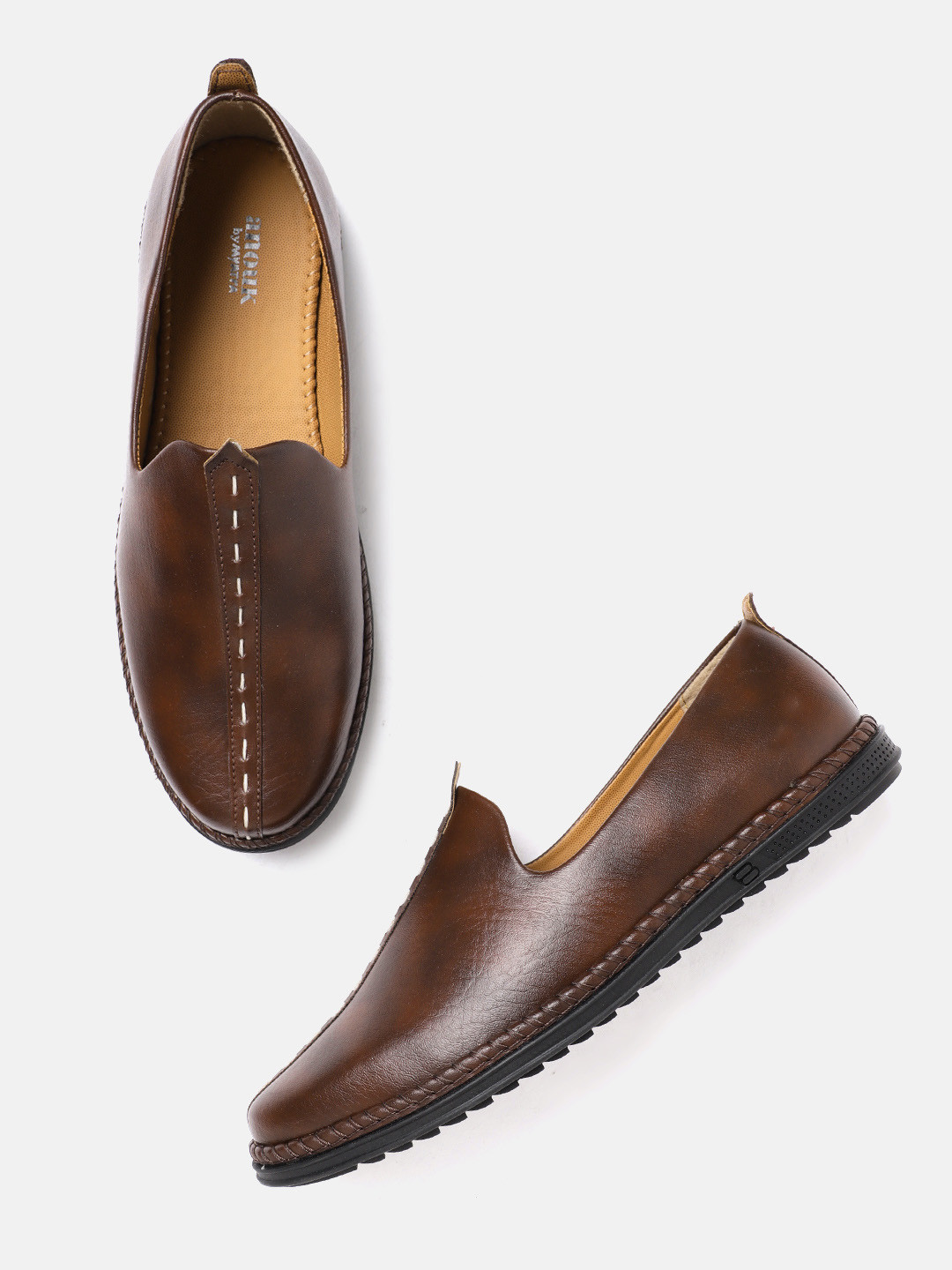 

Anouk Men Brown Solid Slip-On Sneakers