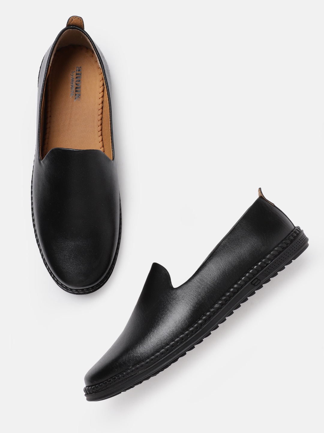 

Anouk Men Black Solid Slip-Ons
