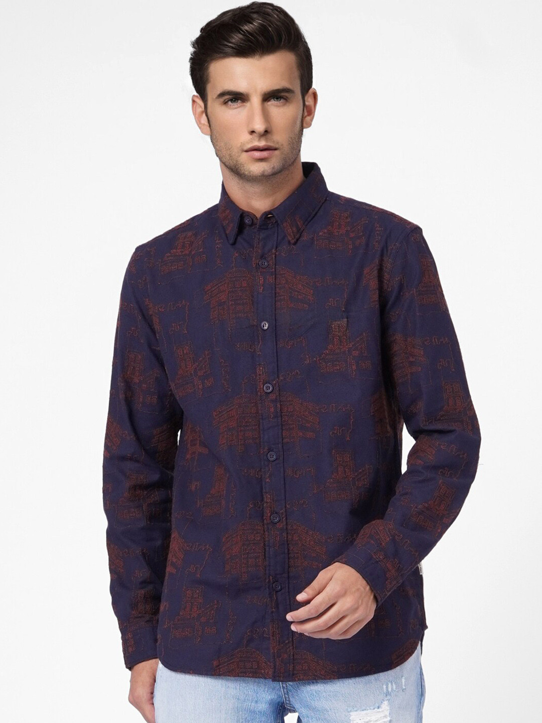

Jack & Jones Men Blue Floral Opaque Printed Casual Shirt