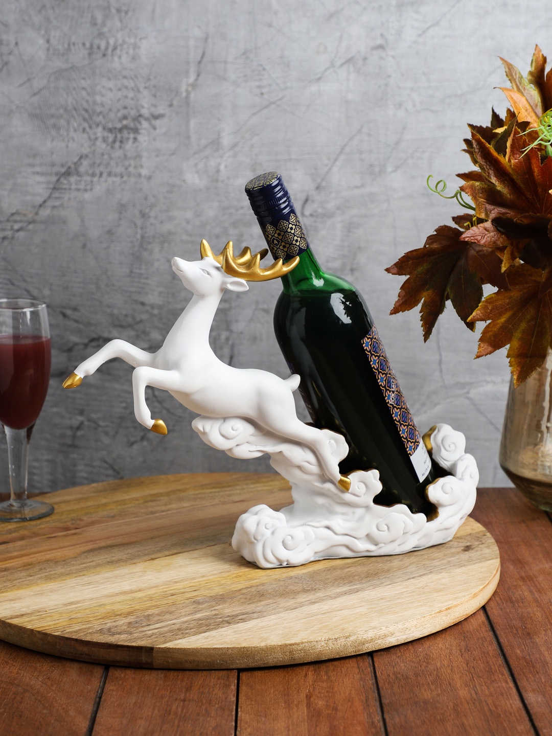 

OddCroft White Sprinting Stag Wine Holder