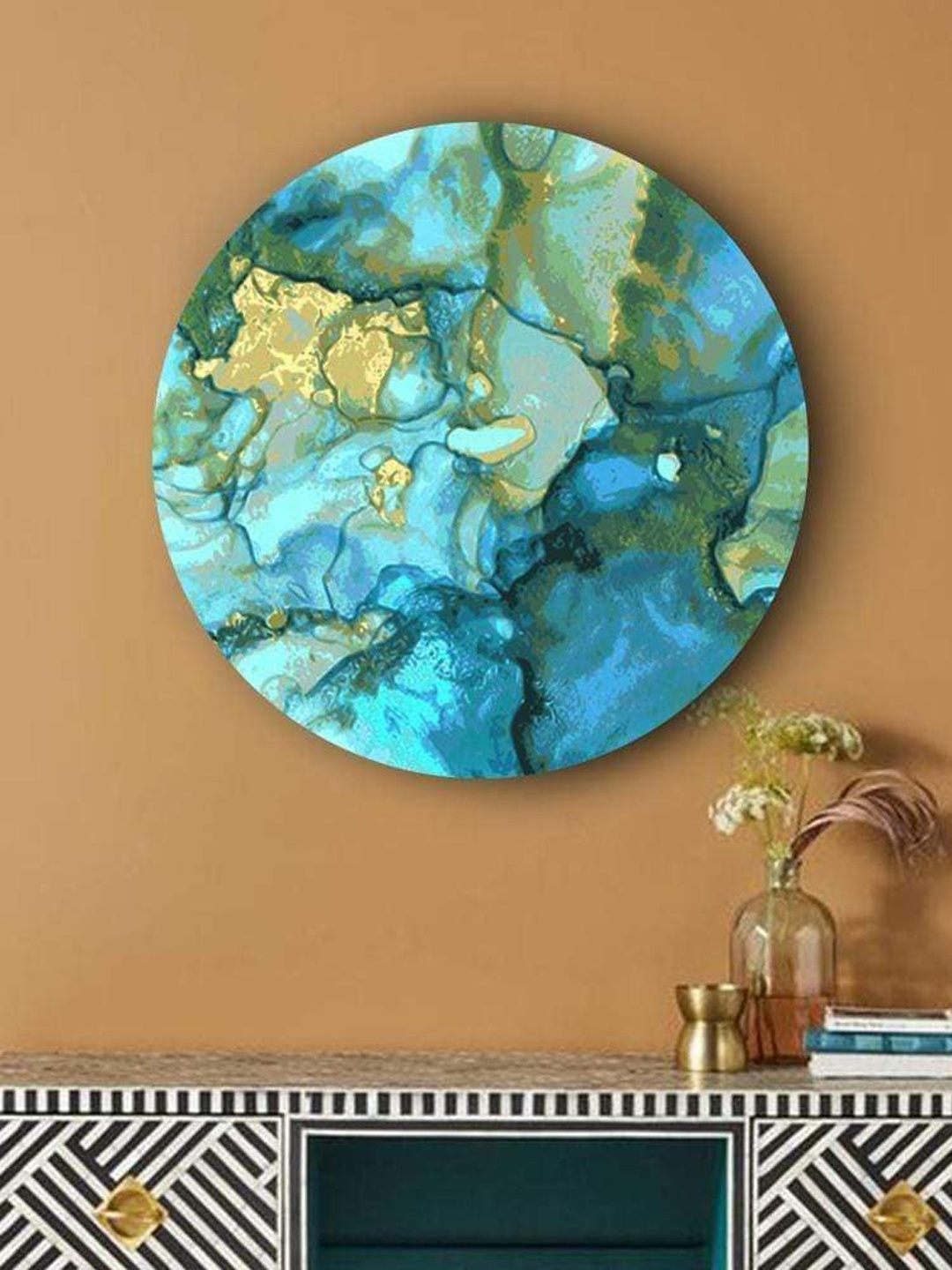 

THE ARTMENT Blue Matte Finish Enchanting Marble Canvas Wall Art