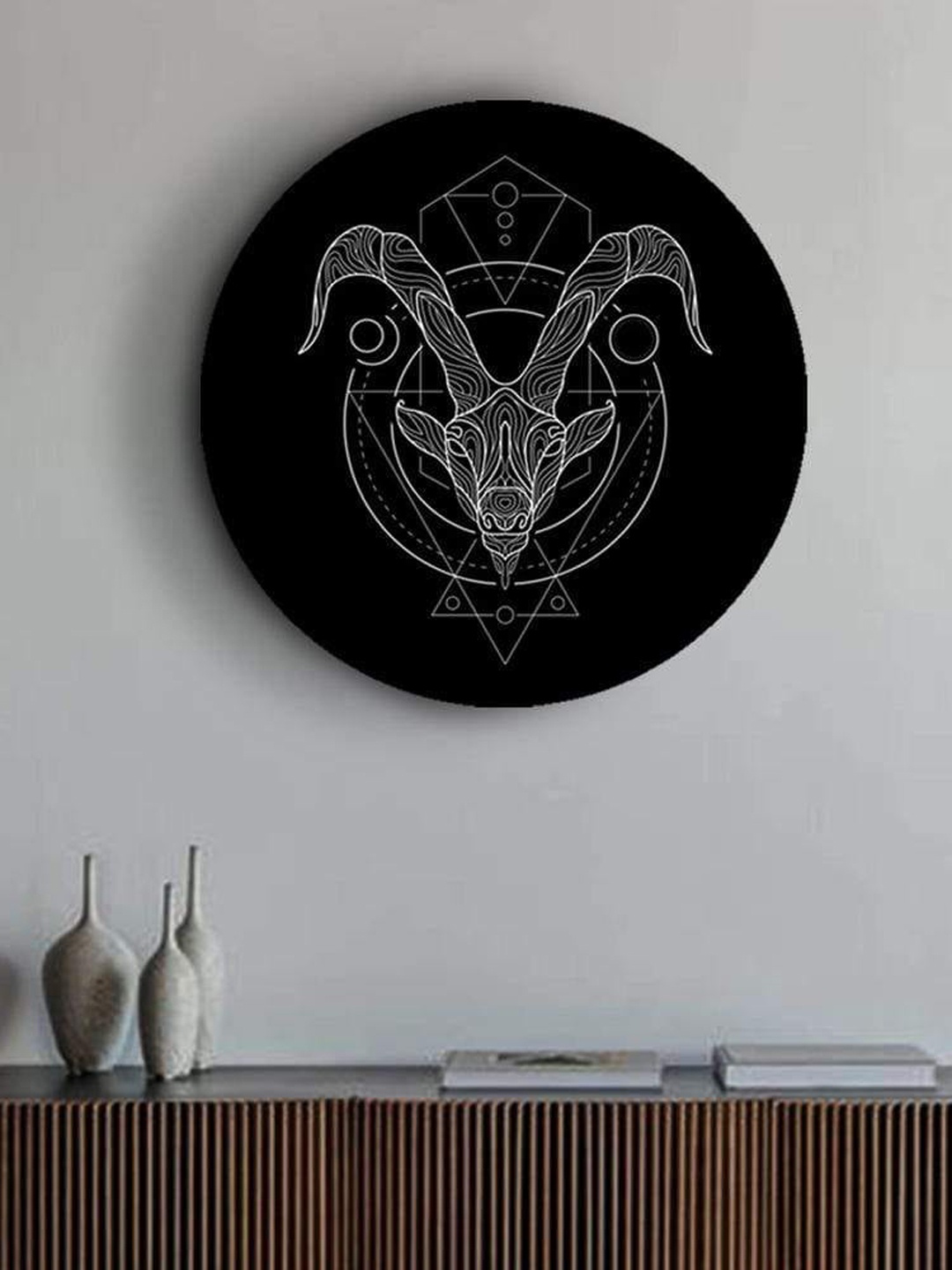 

THE ARTMENT Black and White Matte Finish Aries Zodiac Canvas-Medium