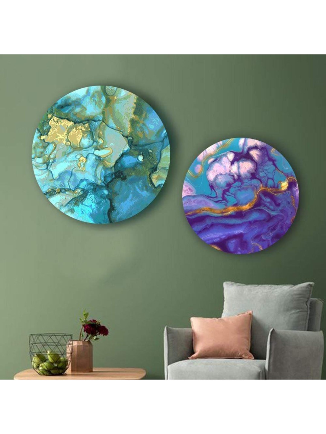 

THE ARTMENT Enchanting Marble Canvas (Matte Finish) Set of 2- Multi (Small)