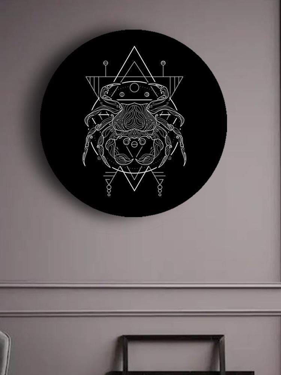 

THE ARTMENT Black & White Geometric Zodiac Matte Finish Canvas Wall Art - Cancer