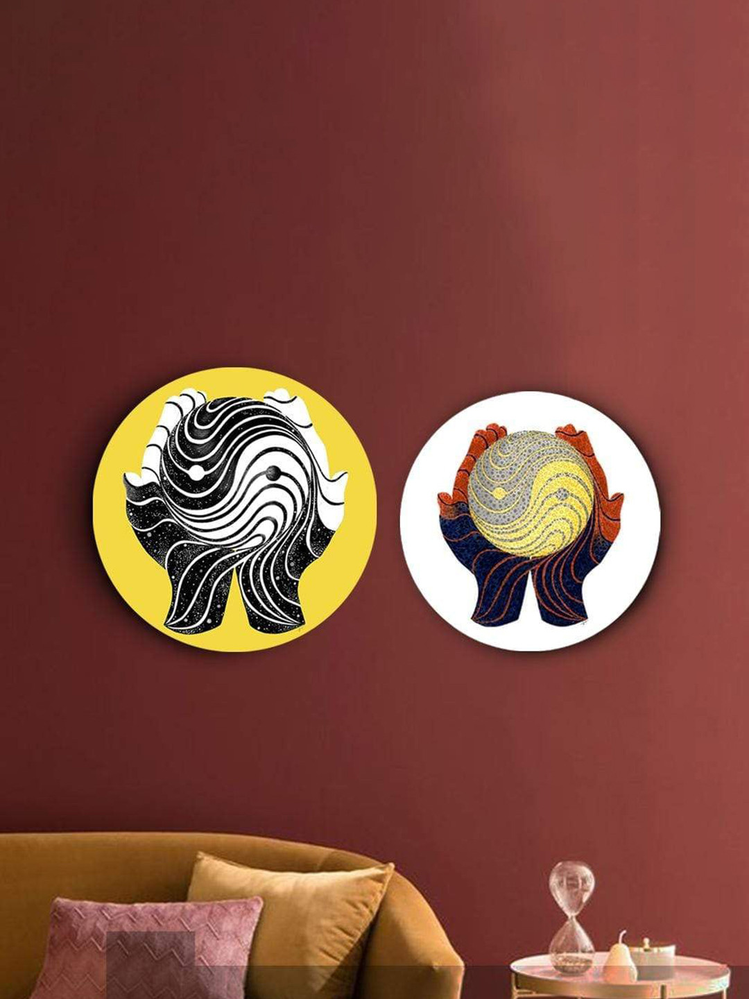 

THE ARTMENT Set of 2 Multi Yin and Yang Balanced Life Canvas Wall Art