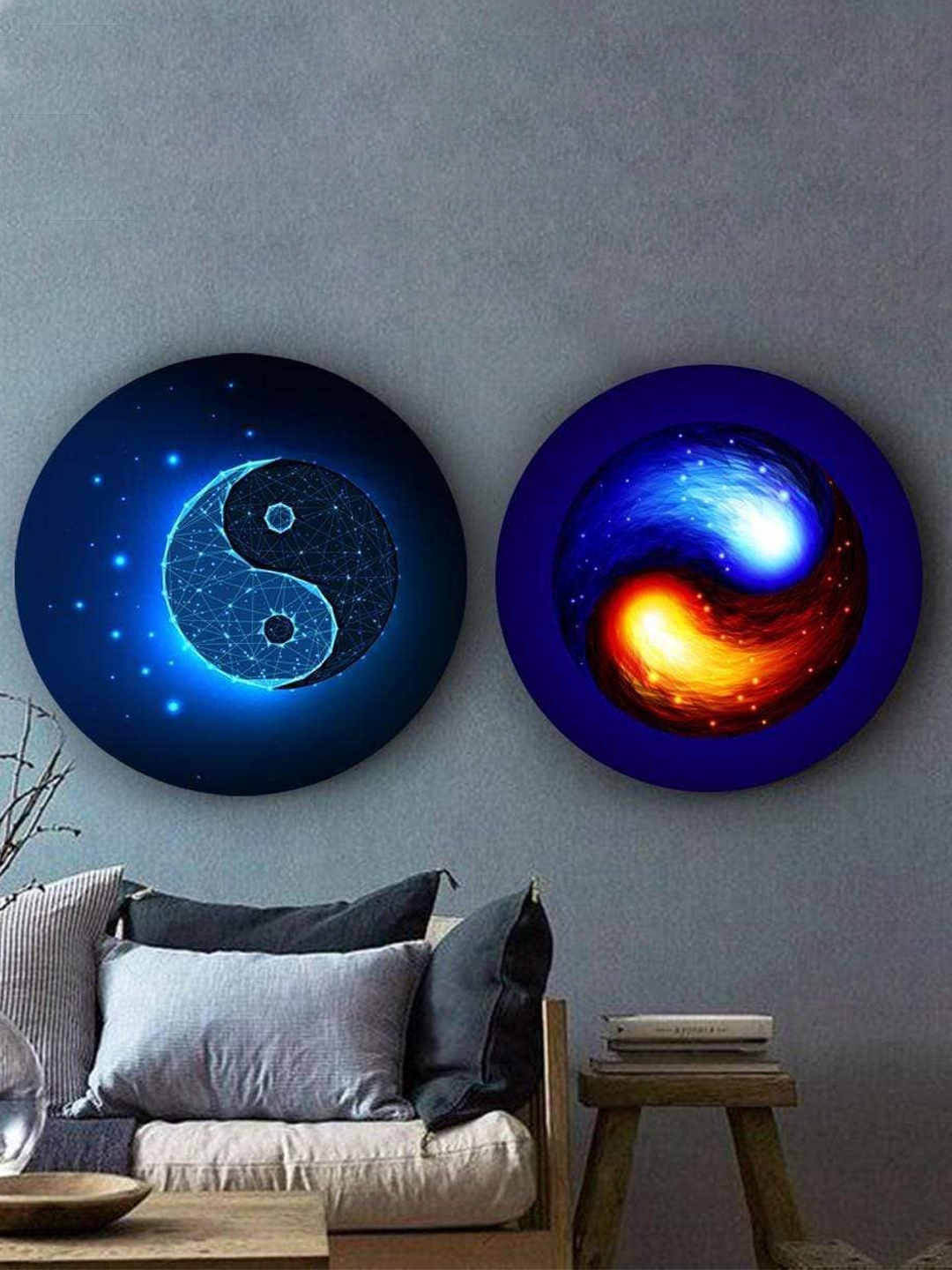 

THE ARTMENT Set of 2 Blue In the Spirit of Yin and Yang Matte Finish Canvas- Small