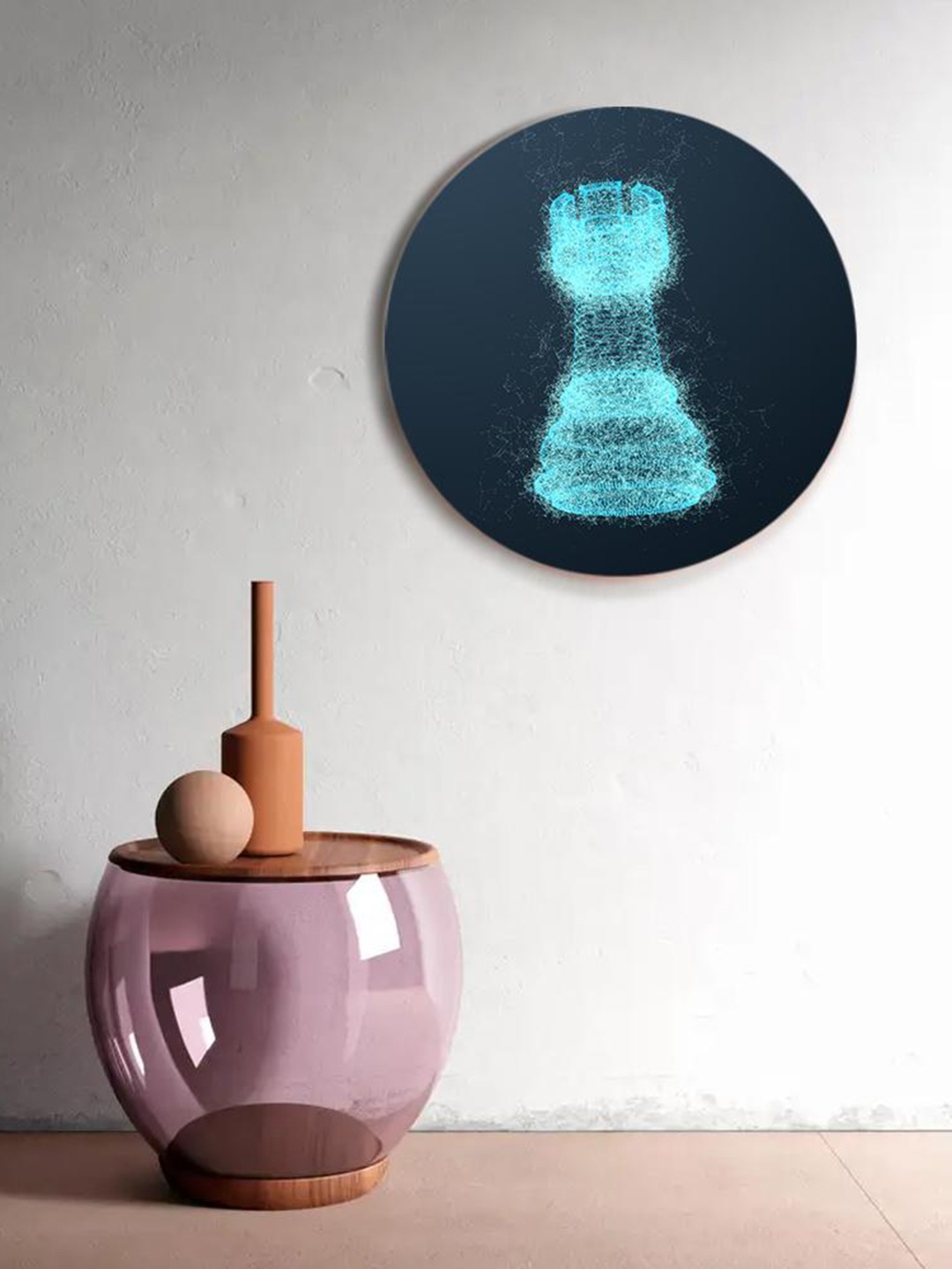 

THE ARTMENT Blue Matte Finish Digital Chess Game Canvas Wall Art