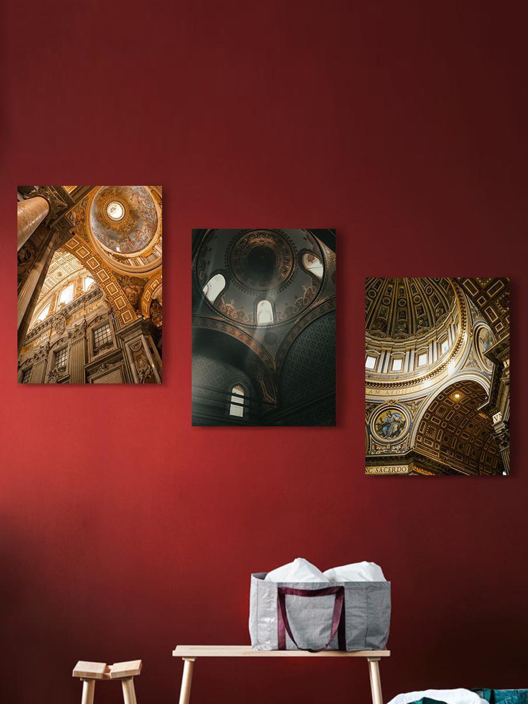 

THE ARTMENT Set Of 3 Domes to Heaven Canvas Wall Art Without Frame (Matte Finish), Black