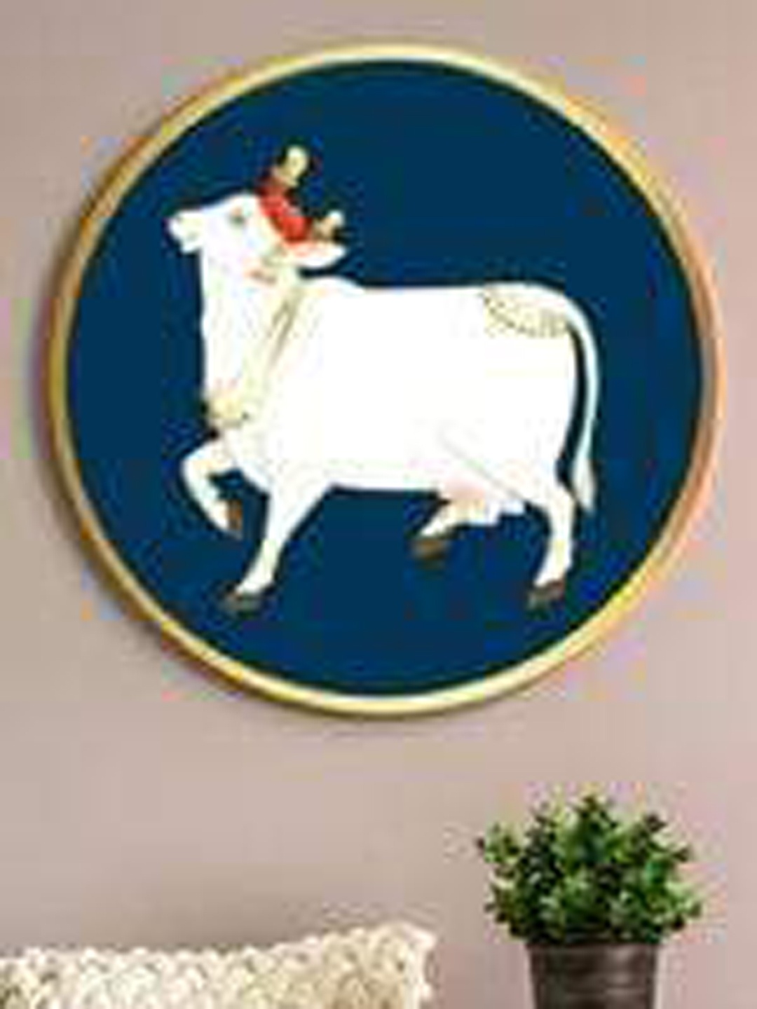 

THE ARTMENT Blue Pichwai Folk Art Krishna Canvas (Matte Finish)