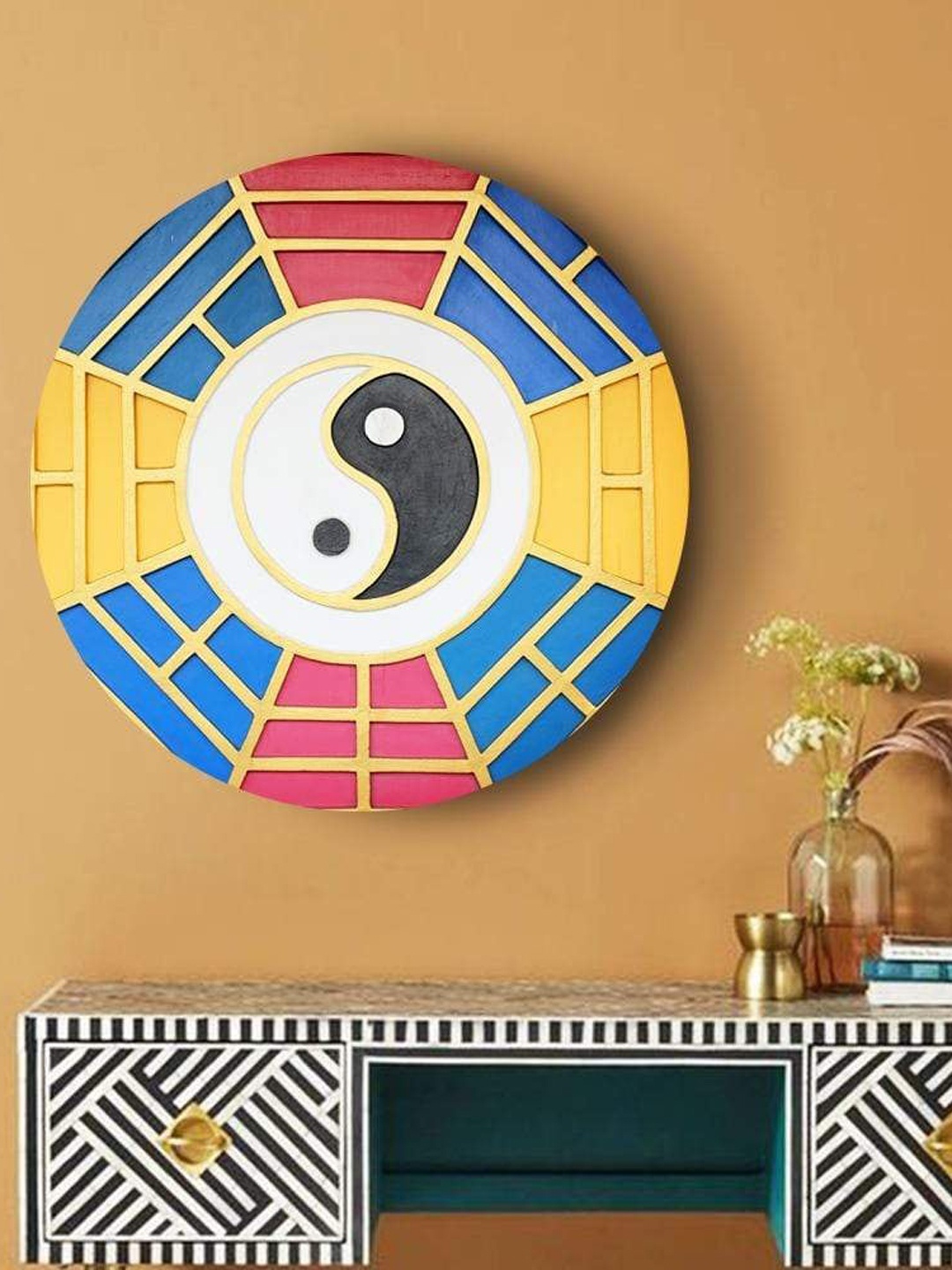 

THE ARTMENT Multi Matte Finish Geometric Yin Yang Dynamic Canvas Wall Art