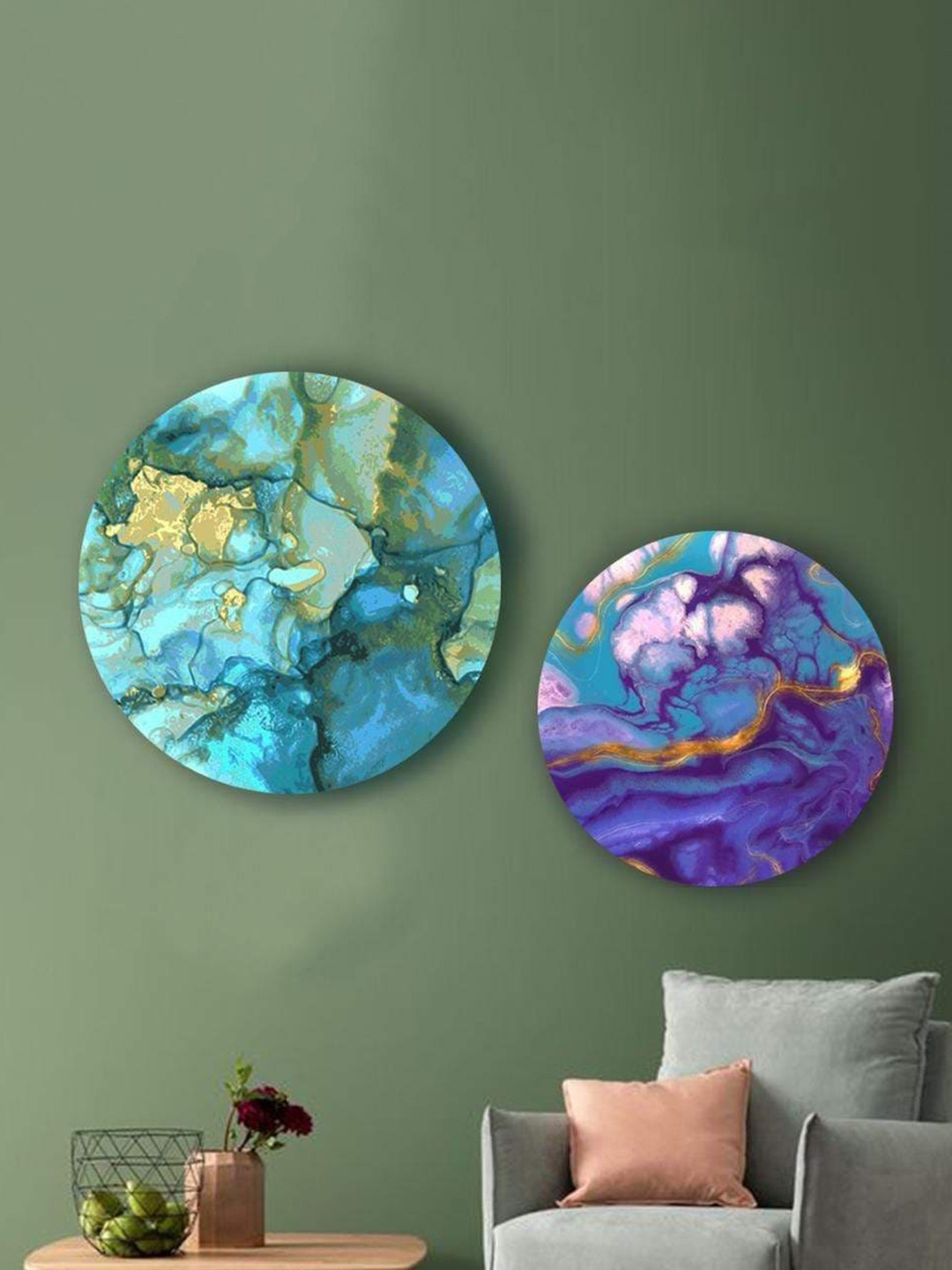 

THE ARTMENT Set Of 2 Multicoloured Enchanting Marble Canvas, Multi