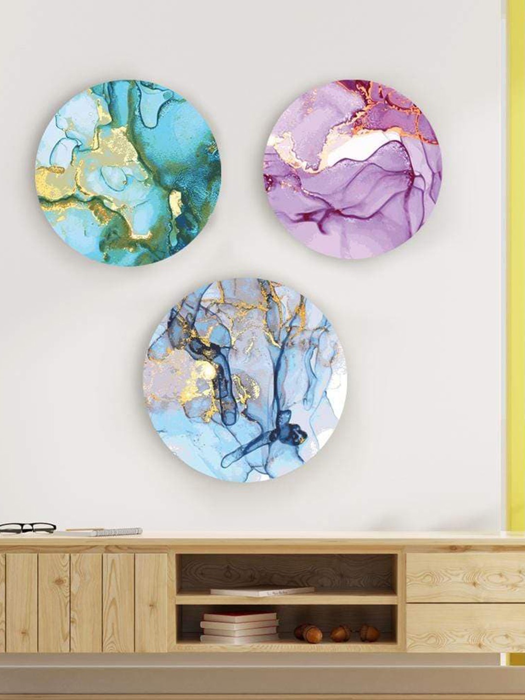 

THE ARTMENT Set Of 3 Multicoloured Richness Of The Marble Canvas, Multi