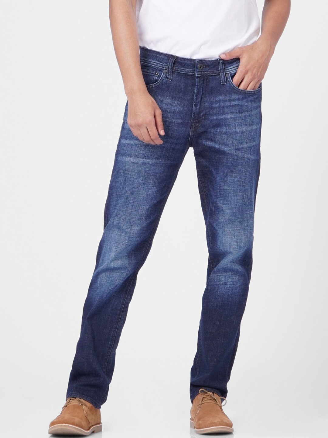 

Jack & Jones Men Navy Blue Low-Rise Heavy Fade Jeans