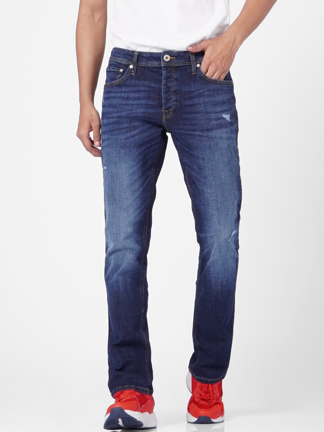 

Jack & Jones Men Navy Blue Low-Rise Heavy Fade Jeans