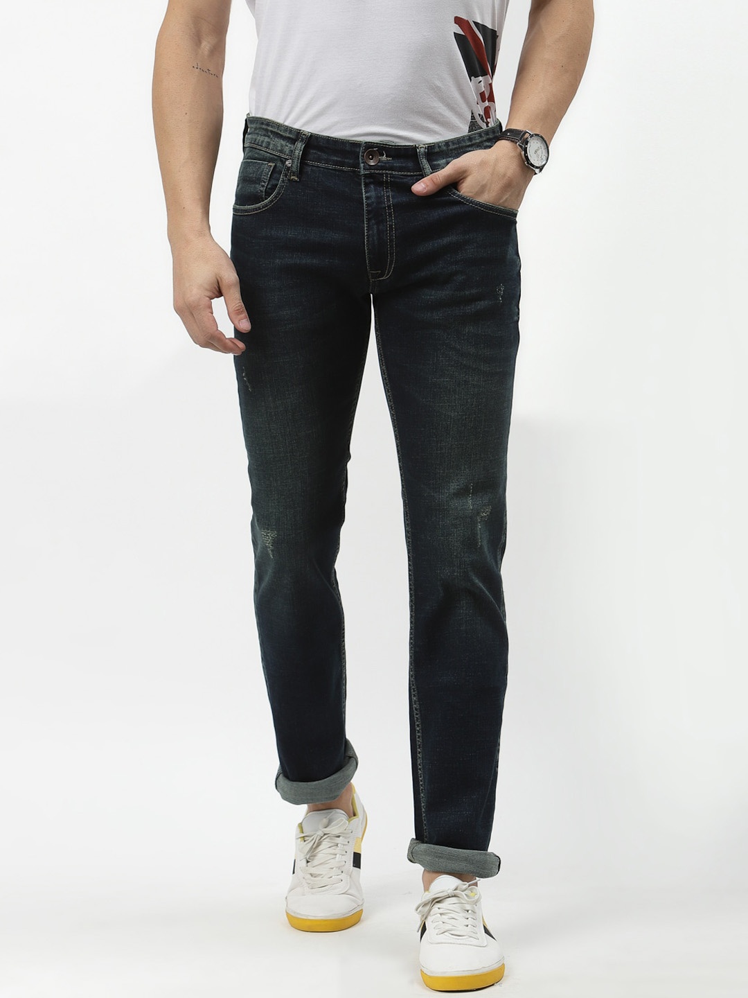 

Pepe Jeans Men Blue Low Distress Light Fade Jeans