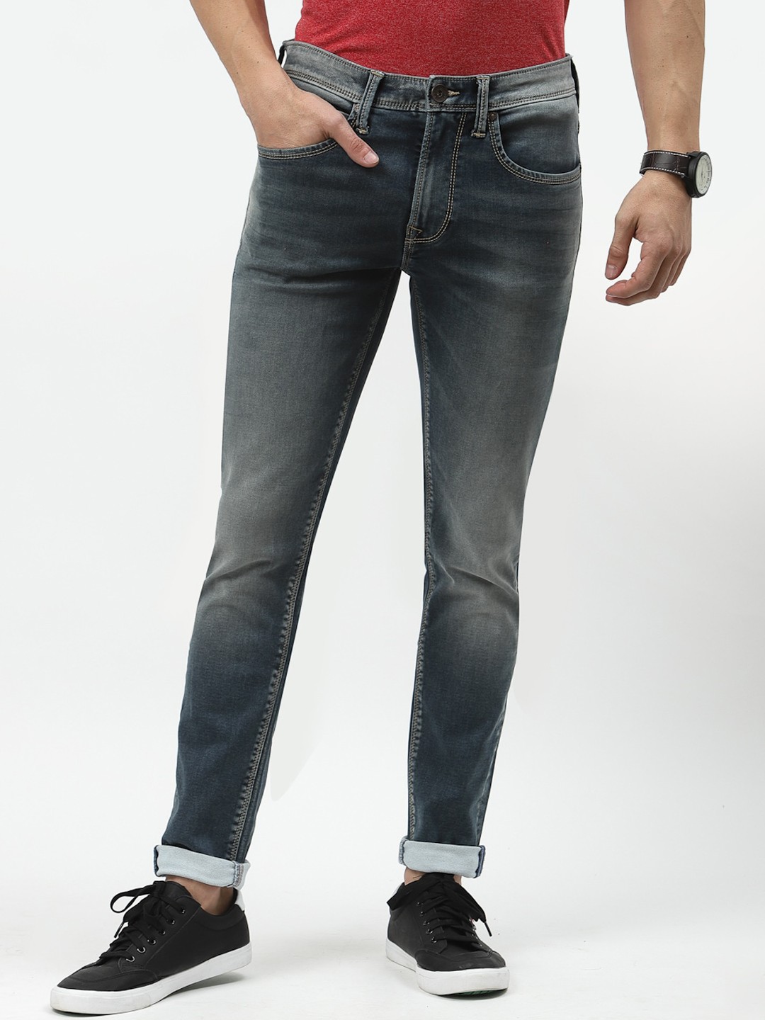 

Pepe Jeans Men Low-Rise Heavy Fade Stretchable Jeans, Blue