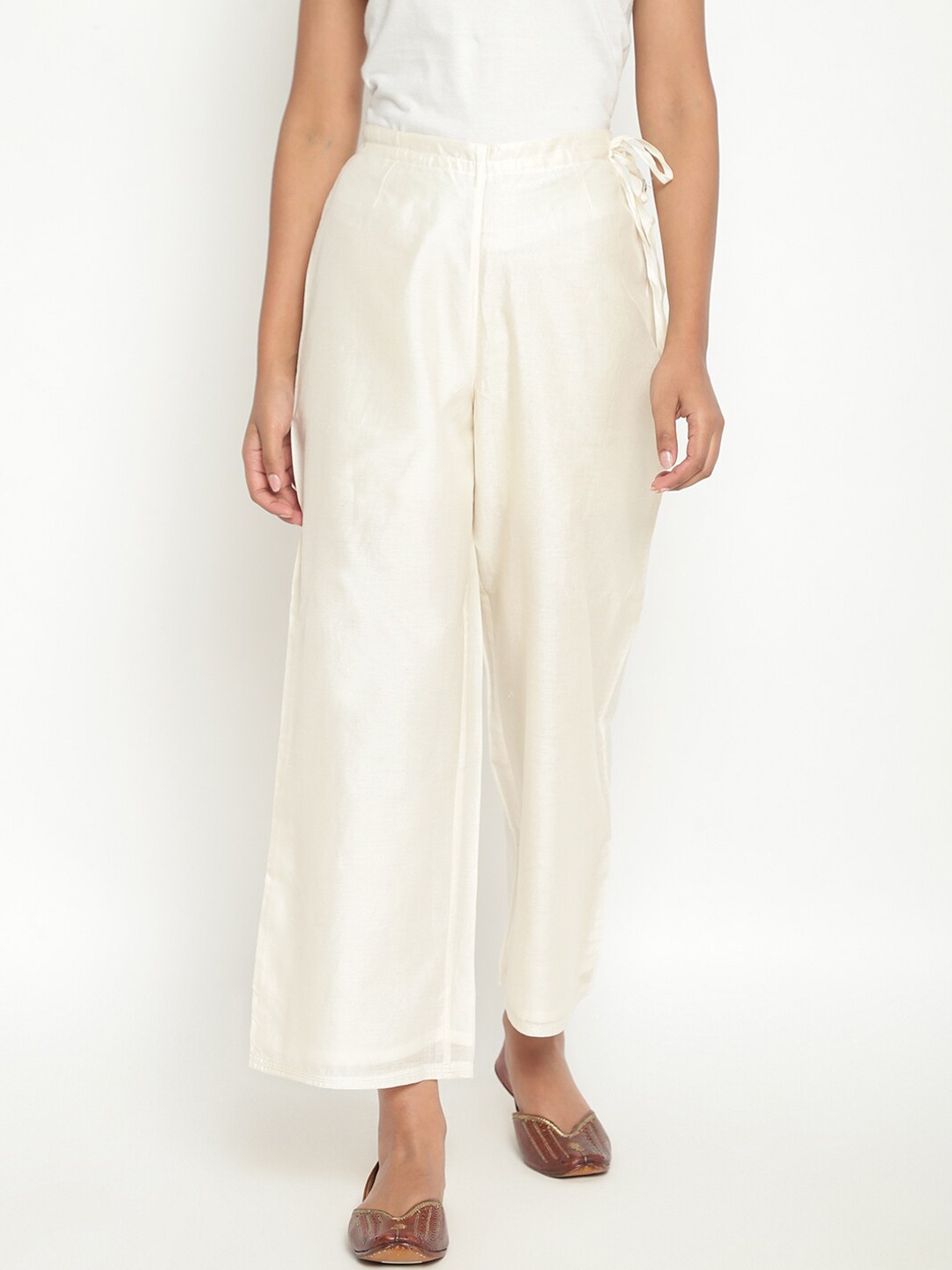 

Fabindia Women White Parallel Trousers
