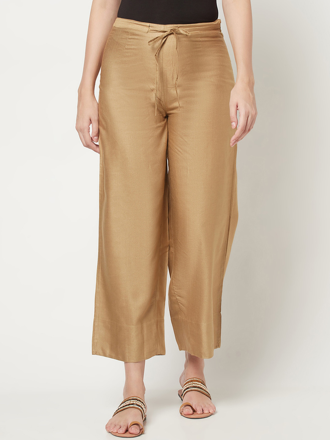 

Fabindia Women Beige Parallel Trousers