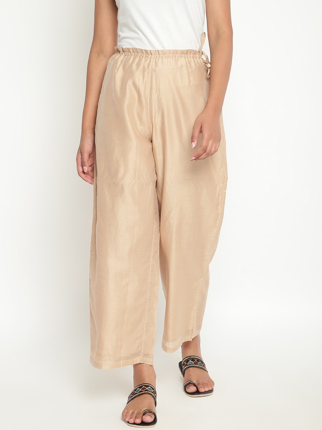 

Fabindia Women Beige Parallel Trousers