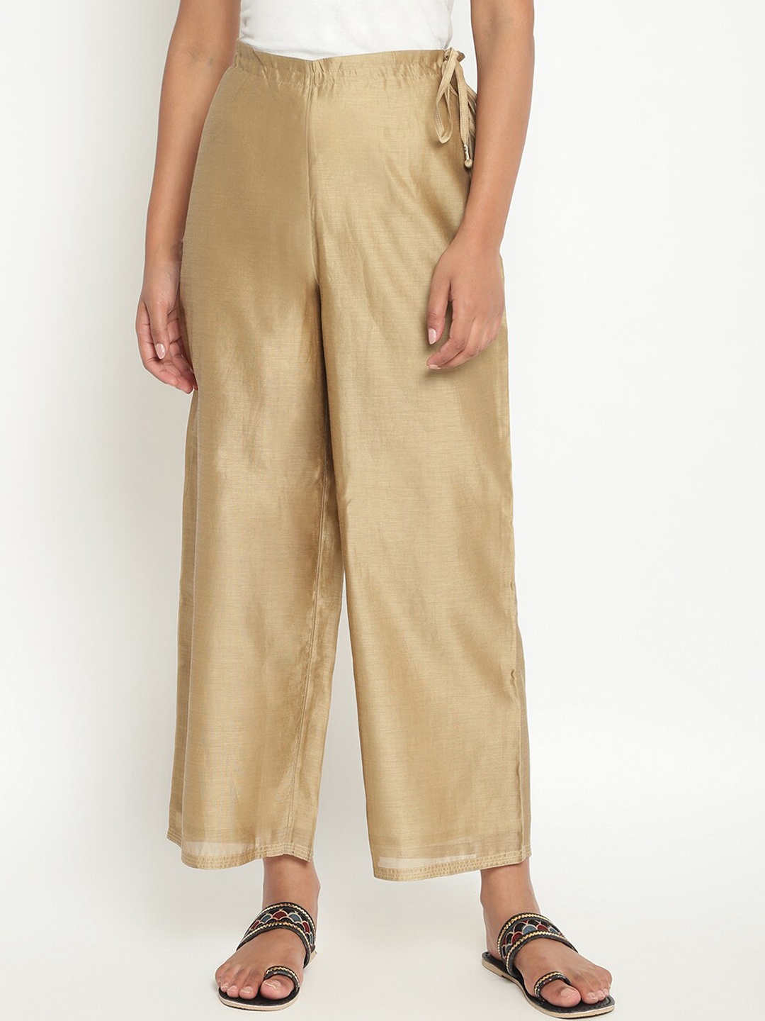 

Fabindia Women Beige Parallel Trousers