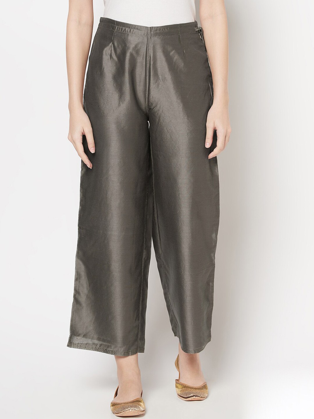 

Fabindia Women Grey Parallel Trousers