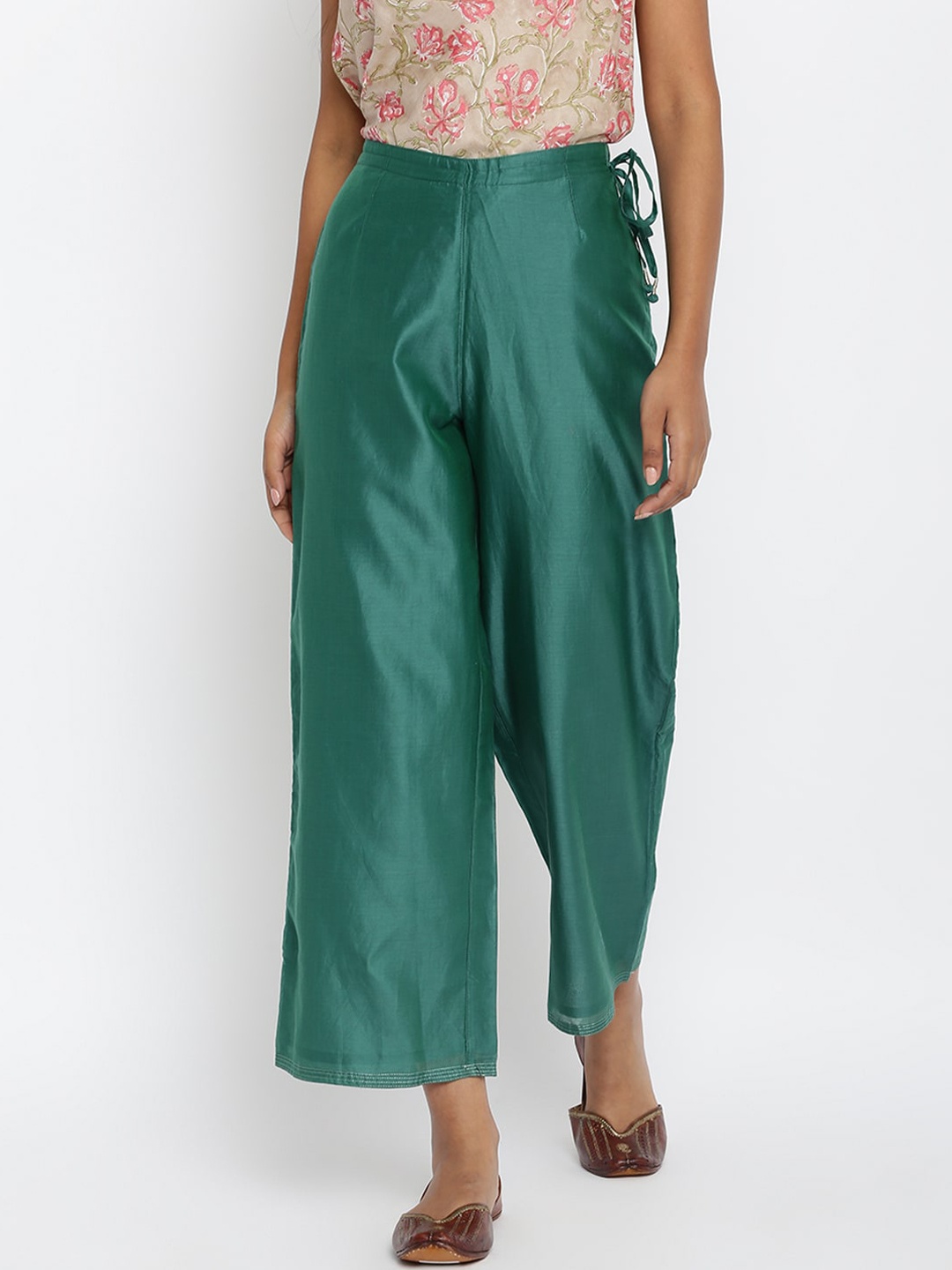 

Fabindia Women Green Parallel Trousers