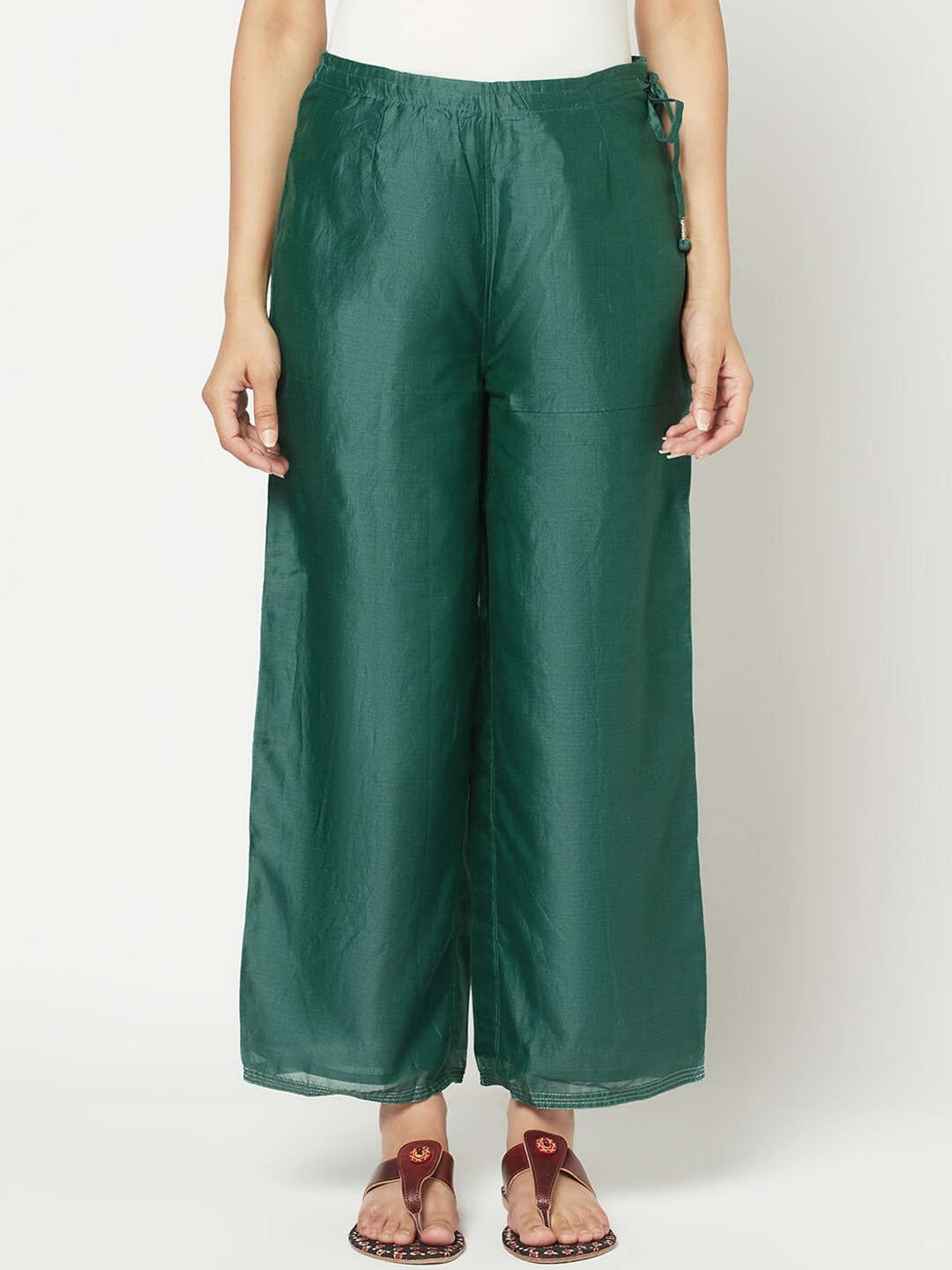 

Fabindia Women Green Parallel Trousers