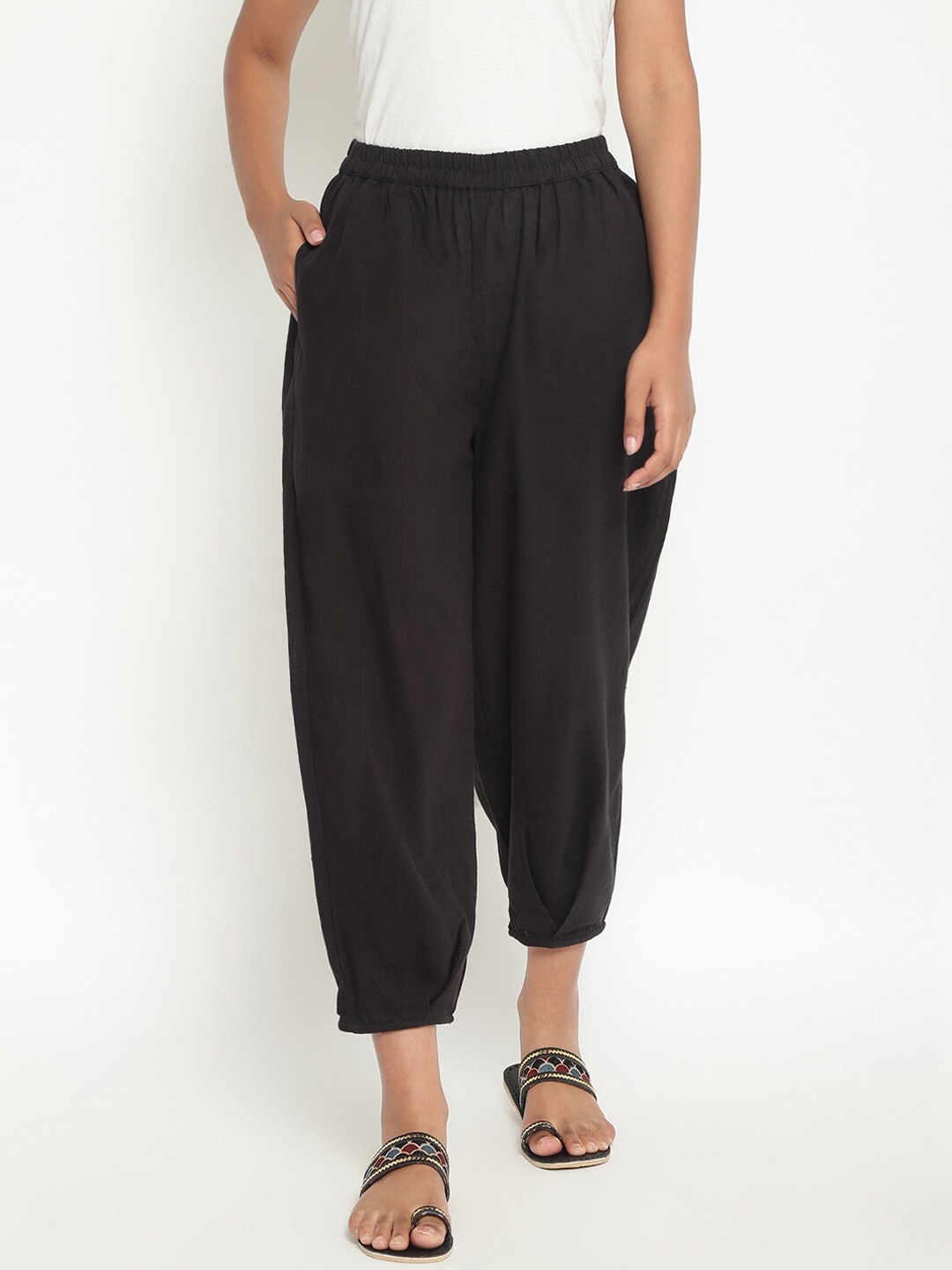 

Fabindia Women Black Parallel Trousers