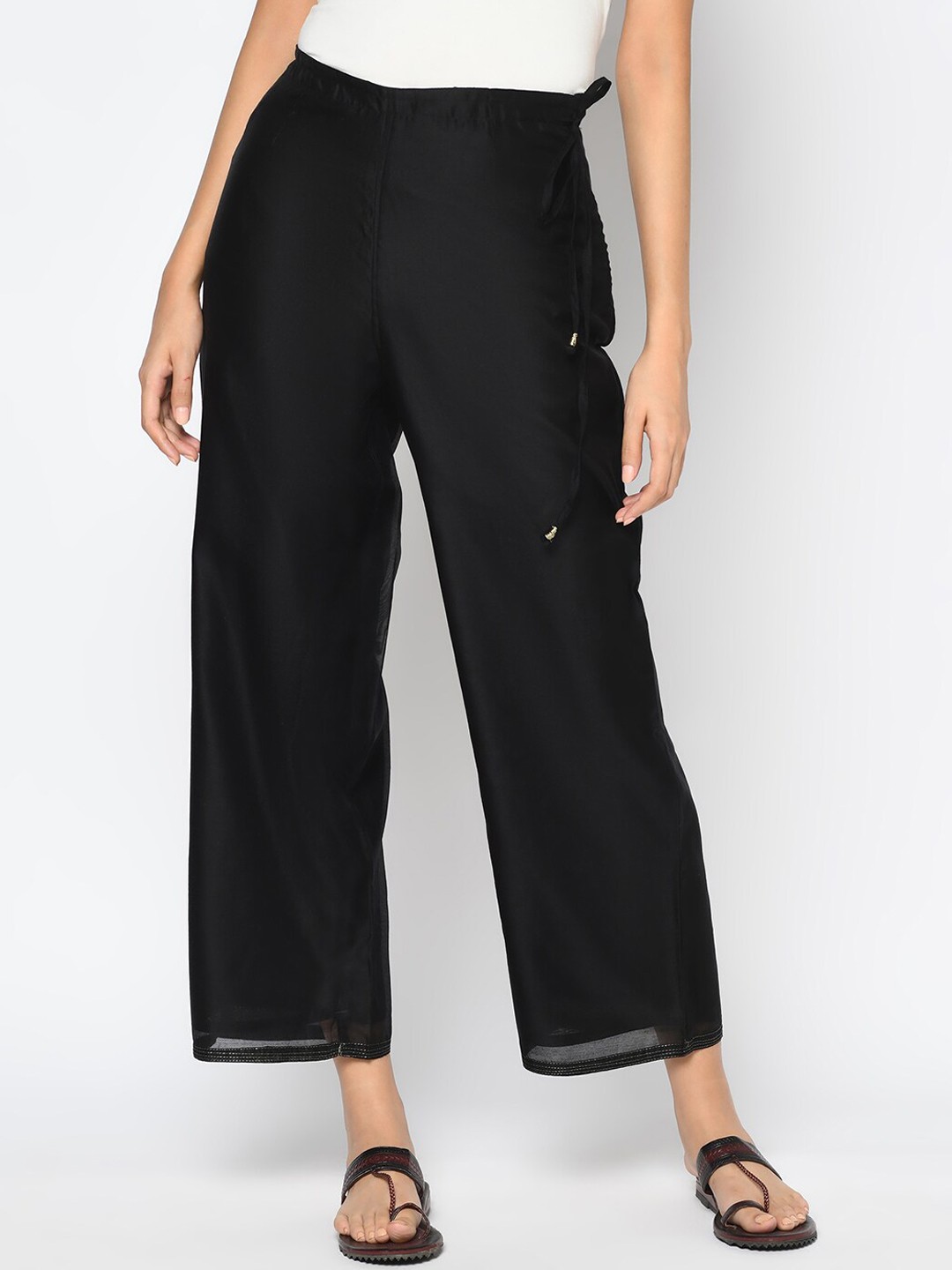 

Fabindia Women Black Parallel Trousers