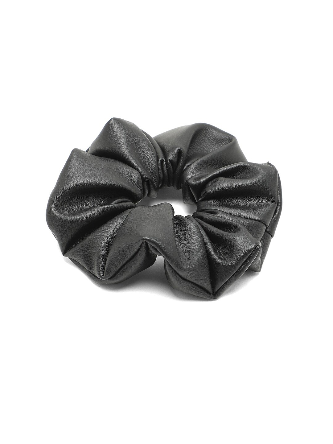 

Knotty Tail Women Black Faux Leather Black Scrunchie Ponytail Holders