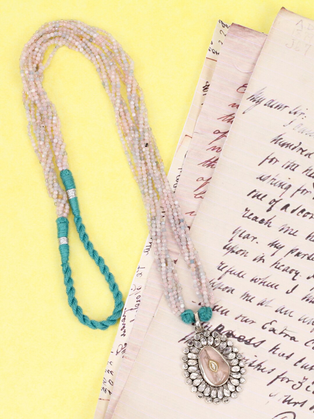 

SANGEETA BOOCHRA Silver-Toned & Teal Silver Handcrafted Necklace