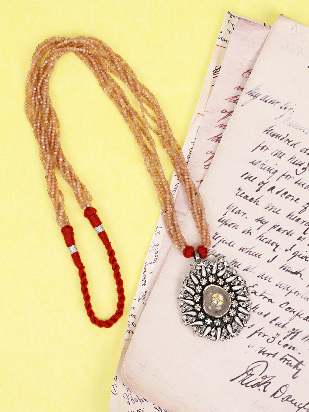 

SANGEETA BOOCHRA Silver-Toned & Red Silver Handcrafted Necklace