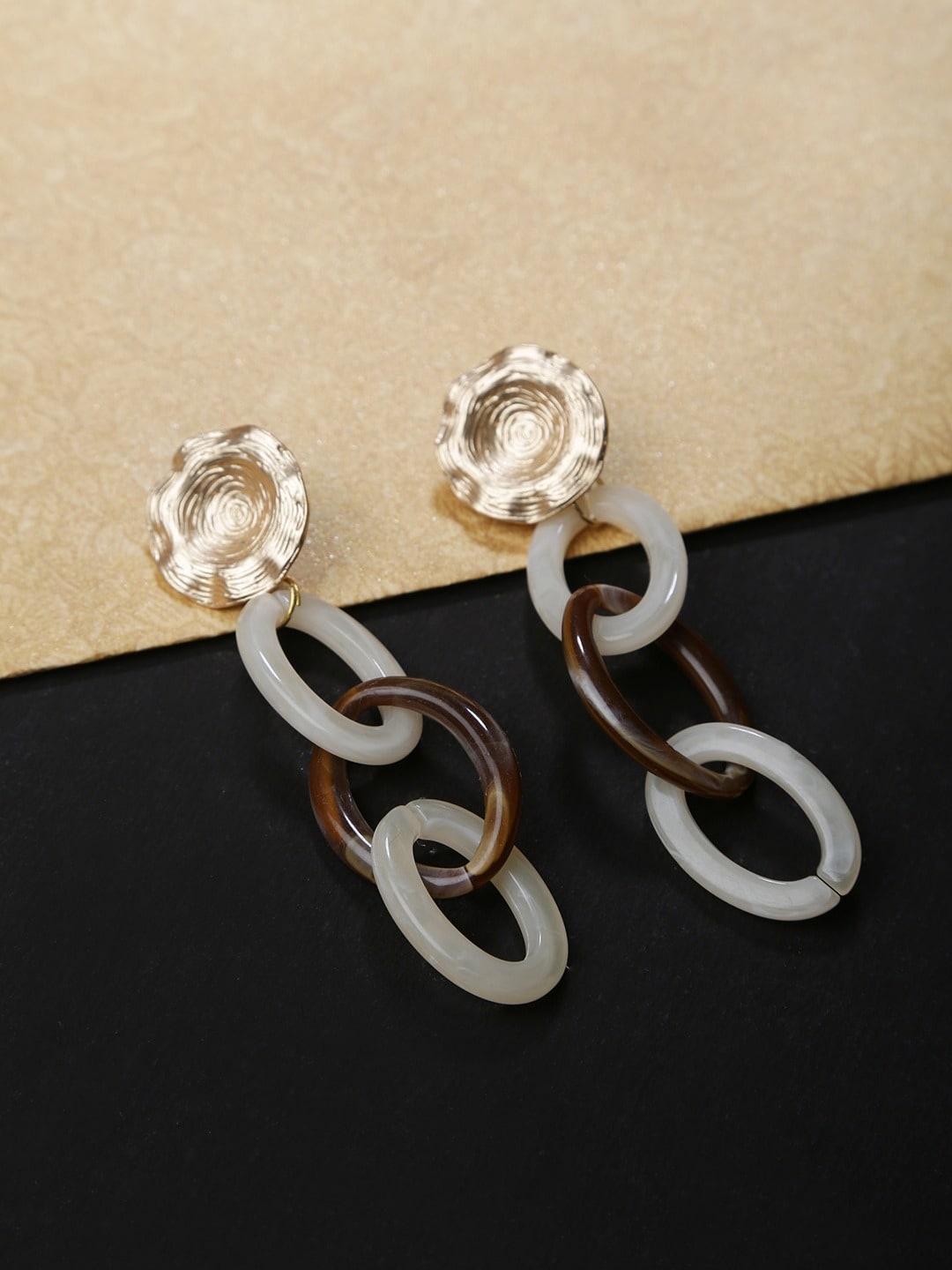 

DIVA WALK Gold-Plated & Brown Contemporary Drop Earrings