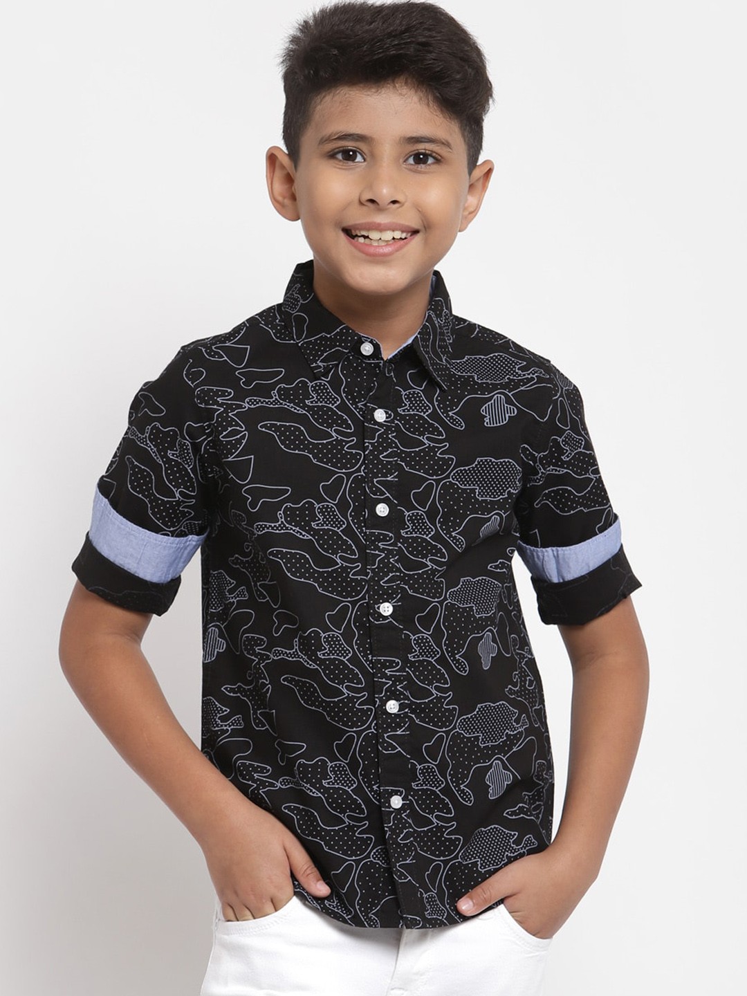 

Pepe Jeans Boys Black Opaque Printed Cotton Casual Shirt
