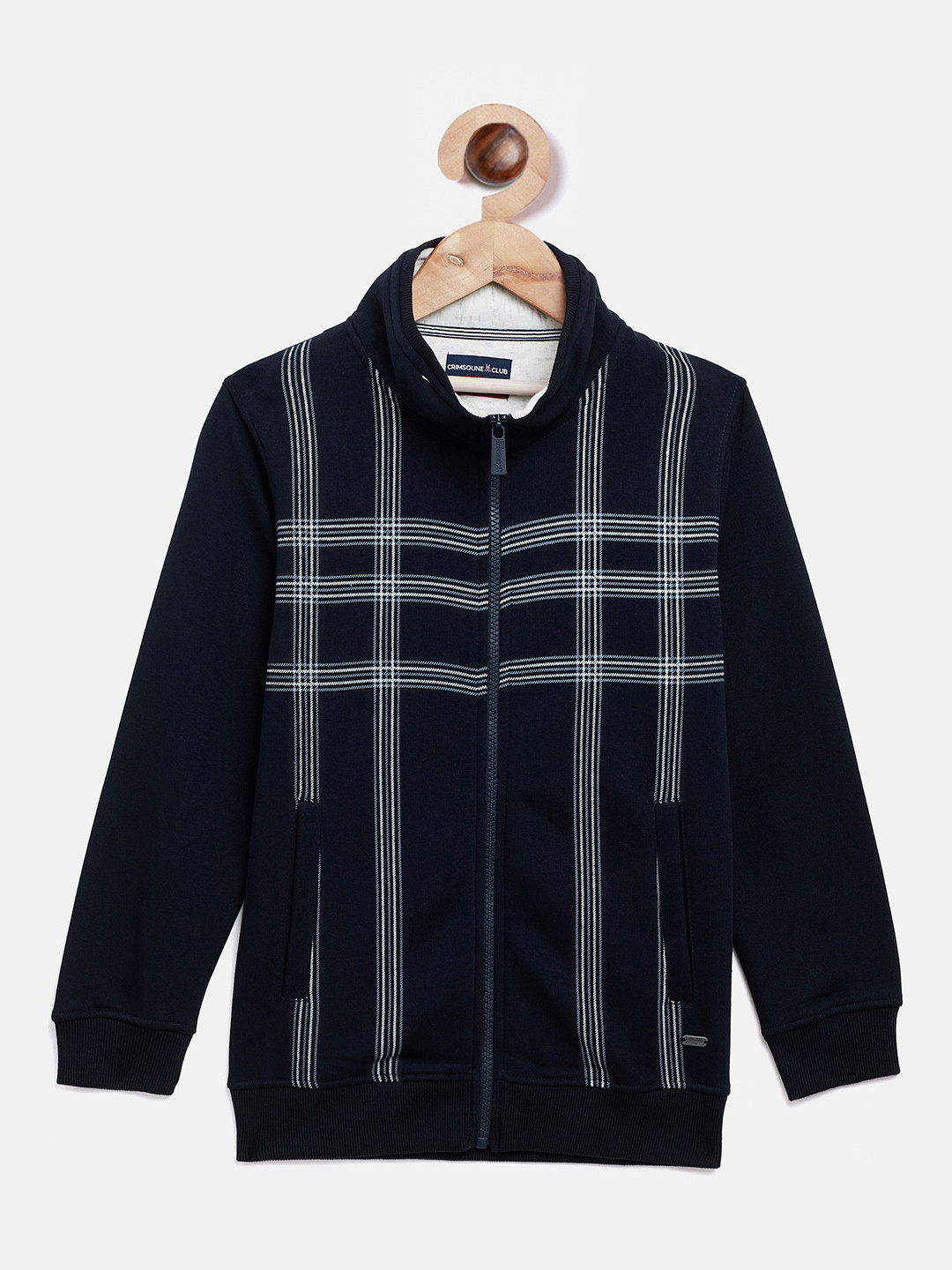 

Crimsoune Club Boys Navy Blue Checked Sweatshirt